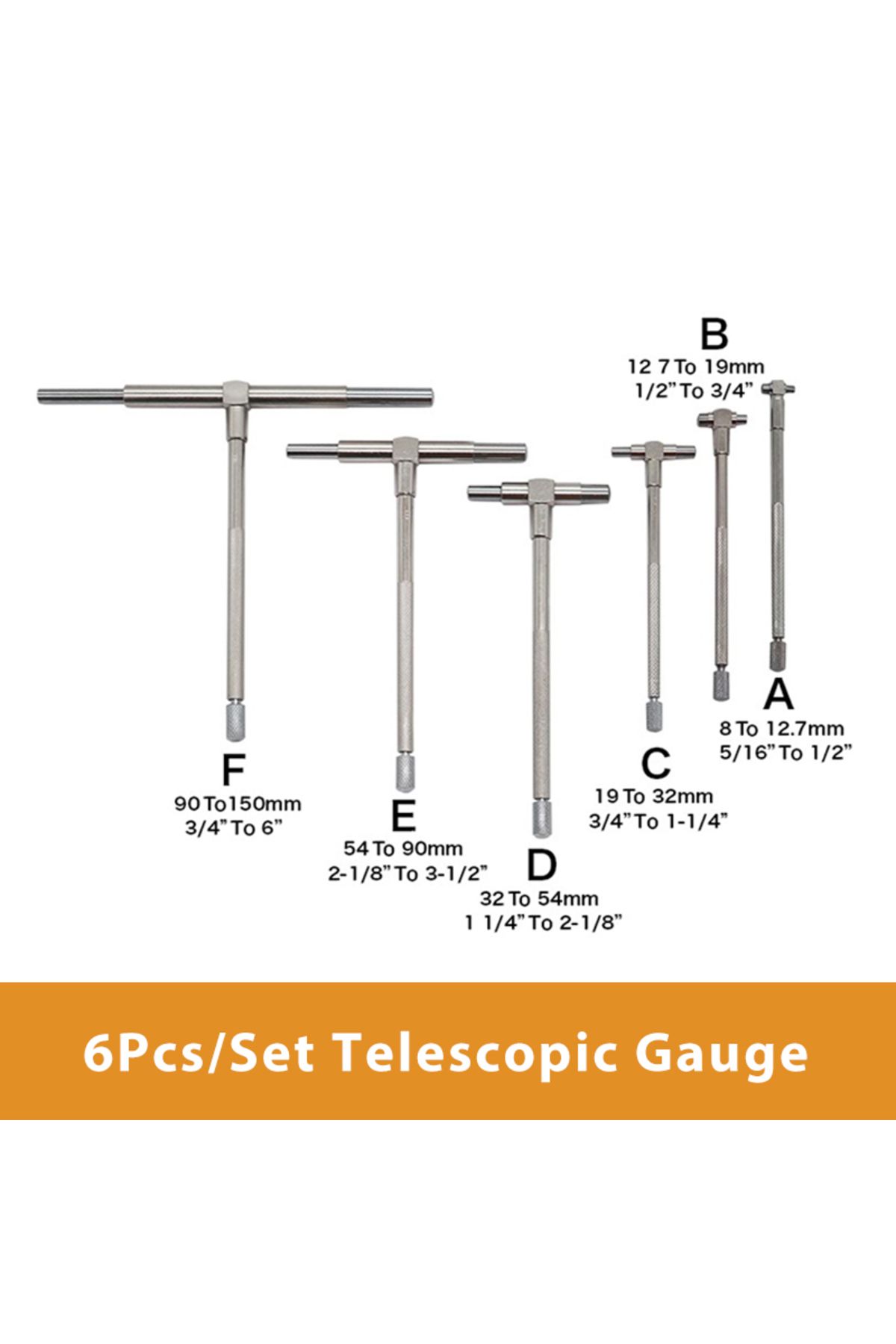 Choice-4/6Pcs Set Telescopic Gauge Set Micrometer Measurement Bore Engineers Kit 8-150mm Hardened Tool S... 1