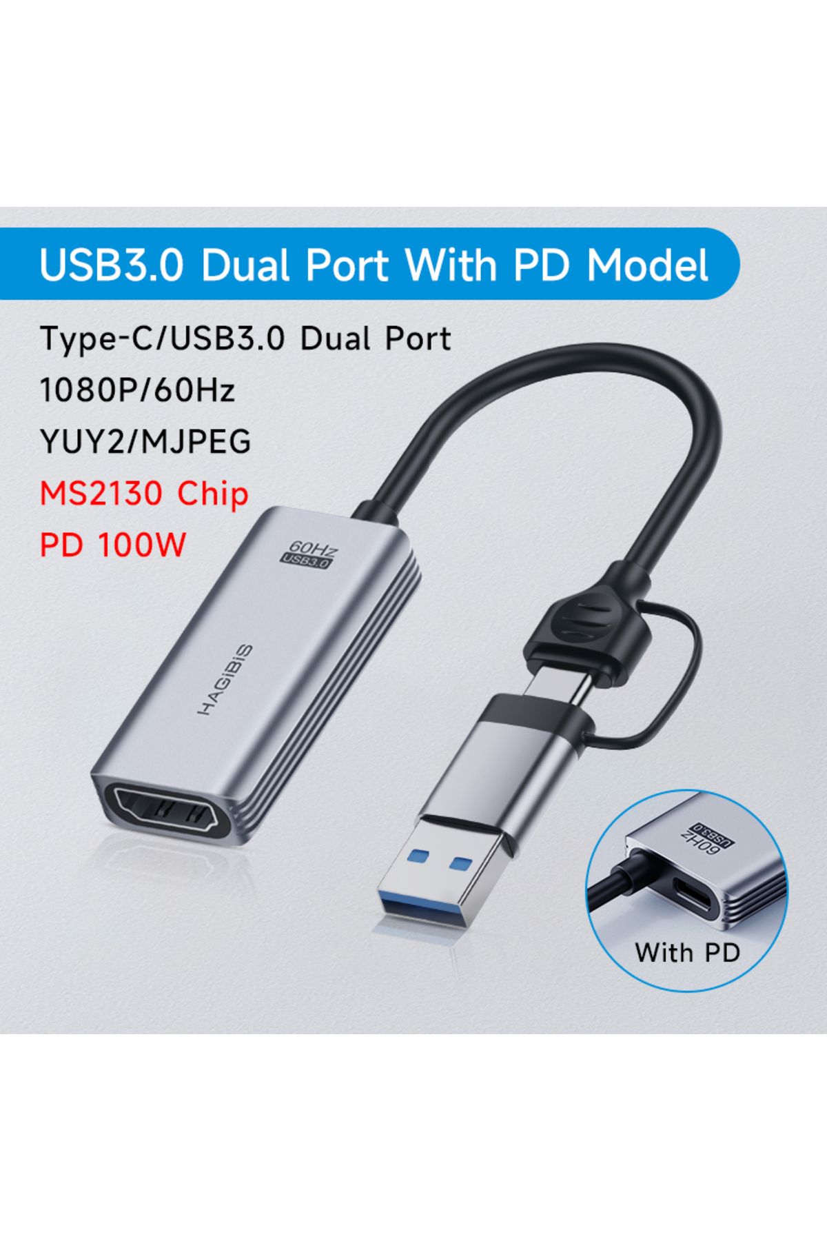 Choice-Pd Model Hagibis Usb 3.0 Video Capture Card With 100w Pd For Meta Quest 3 Ipad Hdmi To Usb/type-c Ga 1