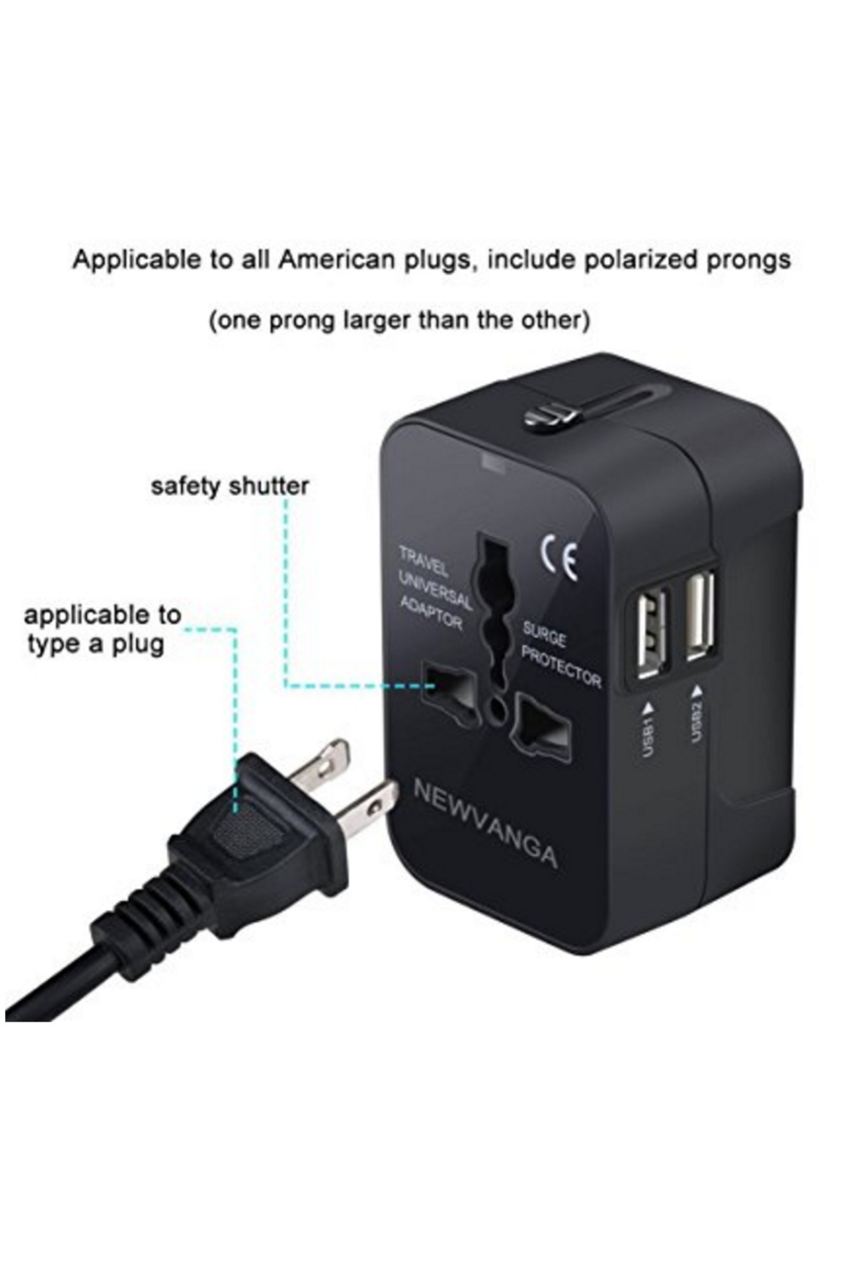 Choice-Hot Sale Travel Adapter with Dual USB Port Universal Adaptor UK to EU Plug 3