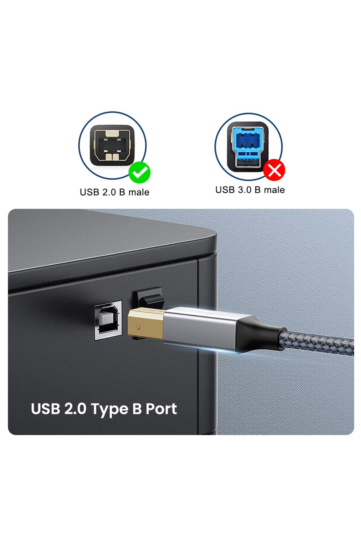 Choice-1.5m USB A to B Cable USB Printer 2.0 USB B Cable High-Speed Printer Cord Compatible with Hp Canon B 3