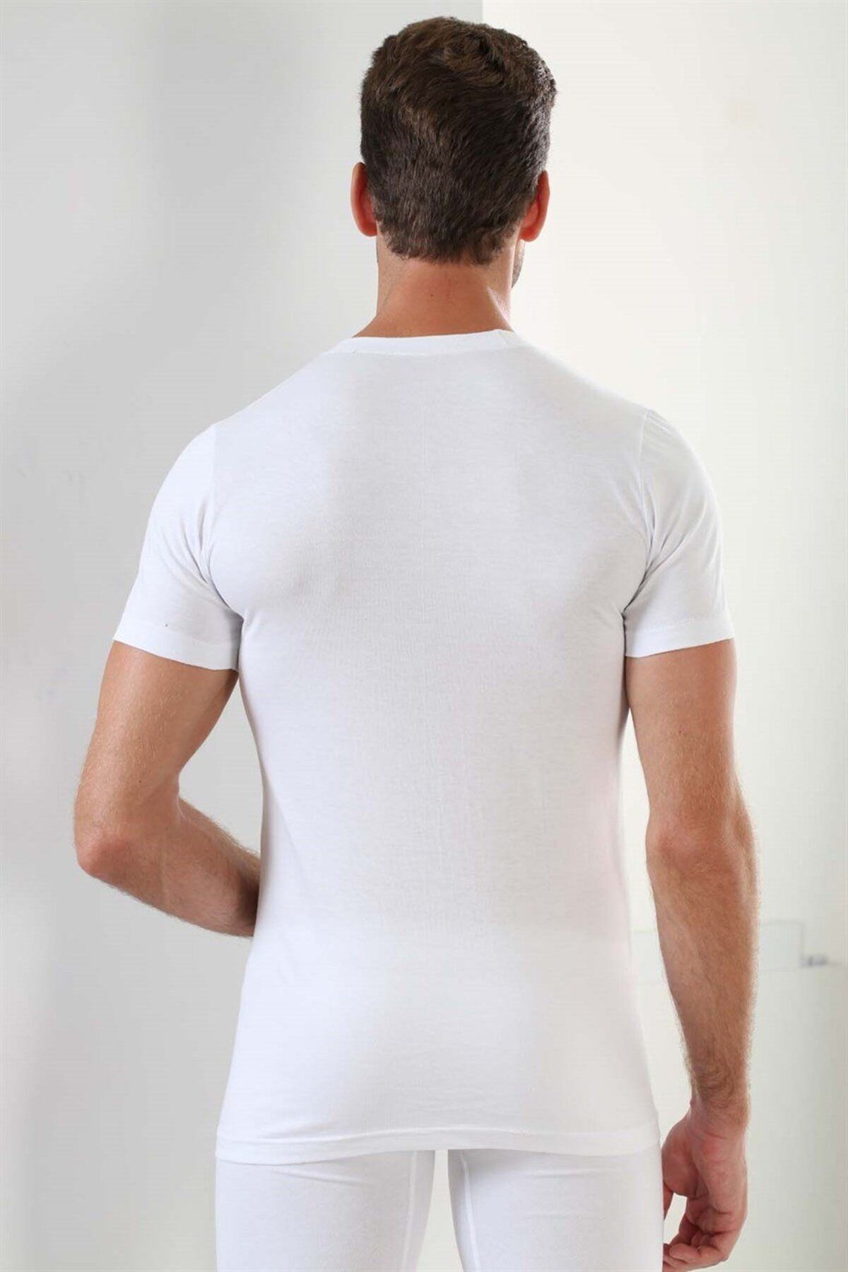 Arma Yıldız-Ανδρικό λευκό μπλουζάκι Slim Fit - 100% βαμβάκι, λαιμόκοψη, κοντό μανίκι, εσώρουχο 4
