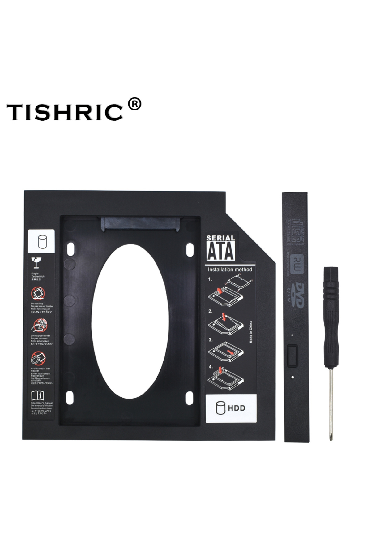 TISHRIC-12.7mm Plastic HDD Caddy 9.5 Or 12.7mm SATA 3.0 Optibay 2.5'' SSD DVD Hard Disk Driver CD-RO 1