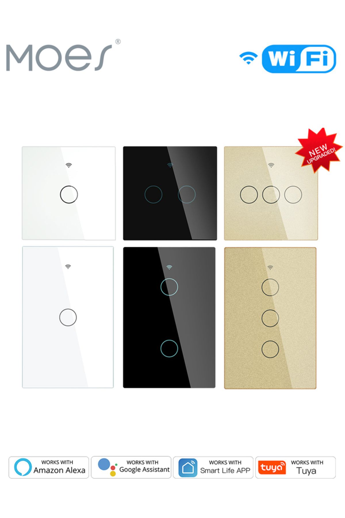 MoesHouse-MOES WiFi Wall Touch Light Switch RF433 Wireless Remote Control Tuya/Smart Life App Backlight Ale... 8