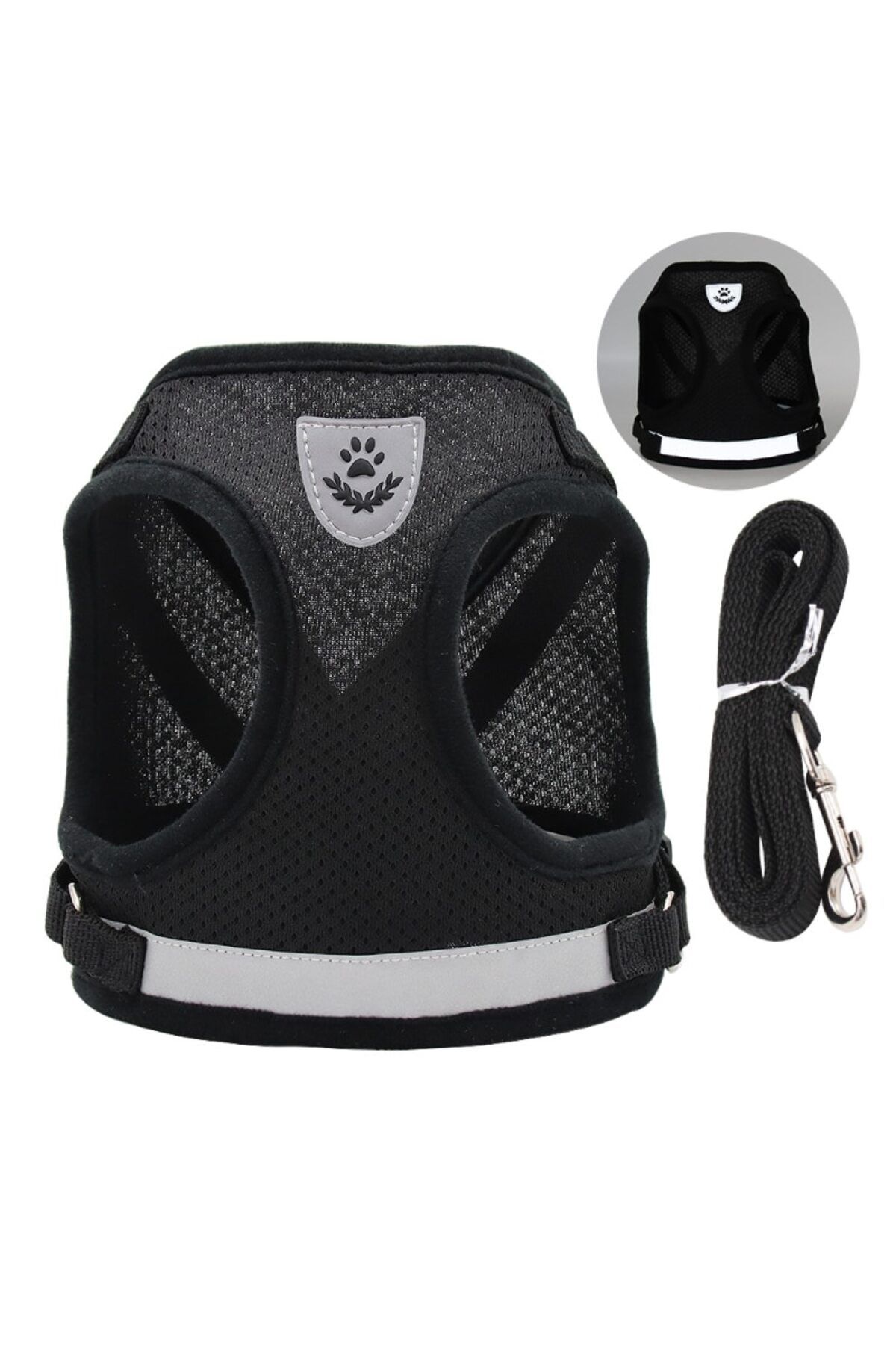 Choice-L Black Pet Leash Undershirt Harnesses Mesh Breathable Adjustable Easy Control Reflective Undershirt 1