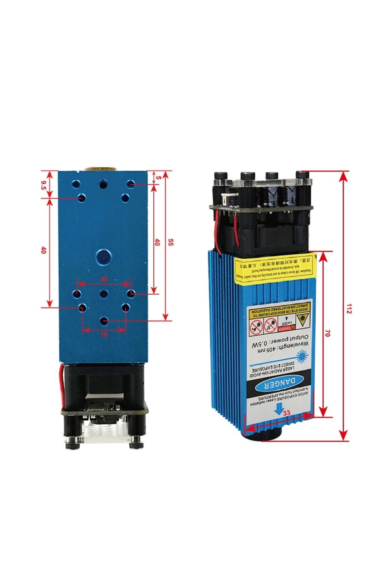 LUNYEE-500mW 405NM 12V Blue Violet Laser Module Adjustable Focal Laser Head With TTL PWM Control With Go... 3