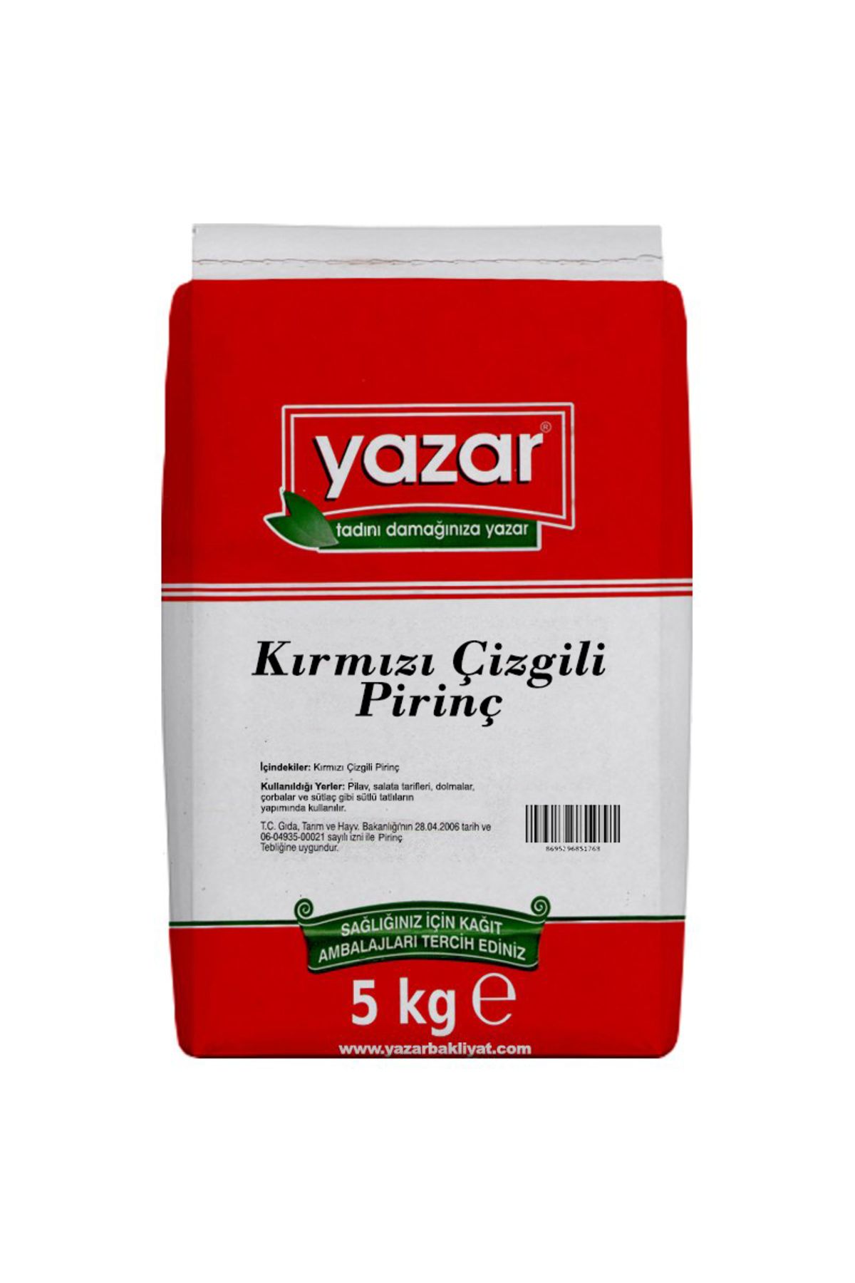 YAZAR Kırmızı Çizgili Yerli Pirinç (Ata Tohumu) 5 Kg