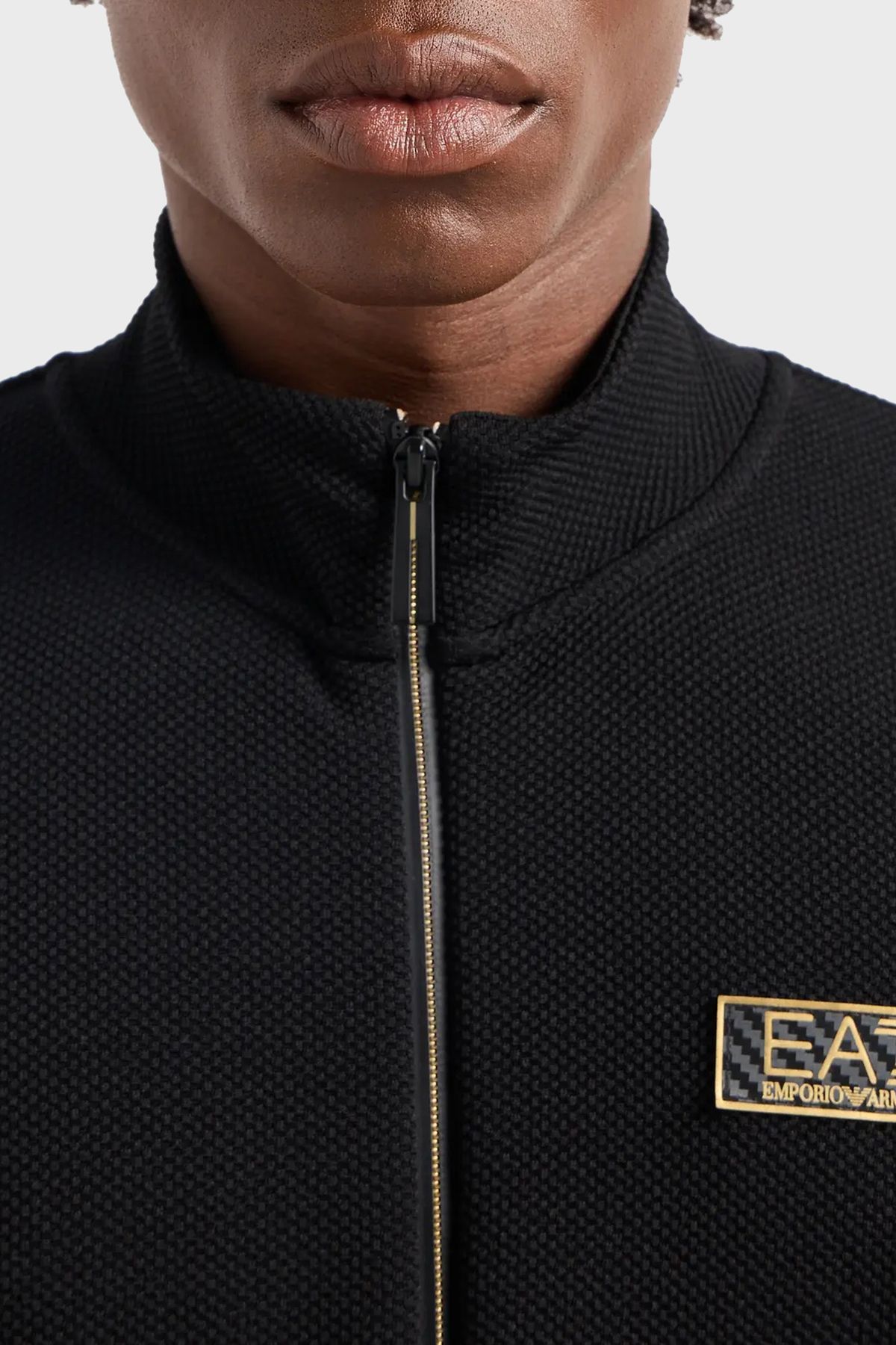 EA7-Men's Black Sweatshirt - Long Sleeve, Stand Collar, Casual, Af10344-Uc001 4