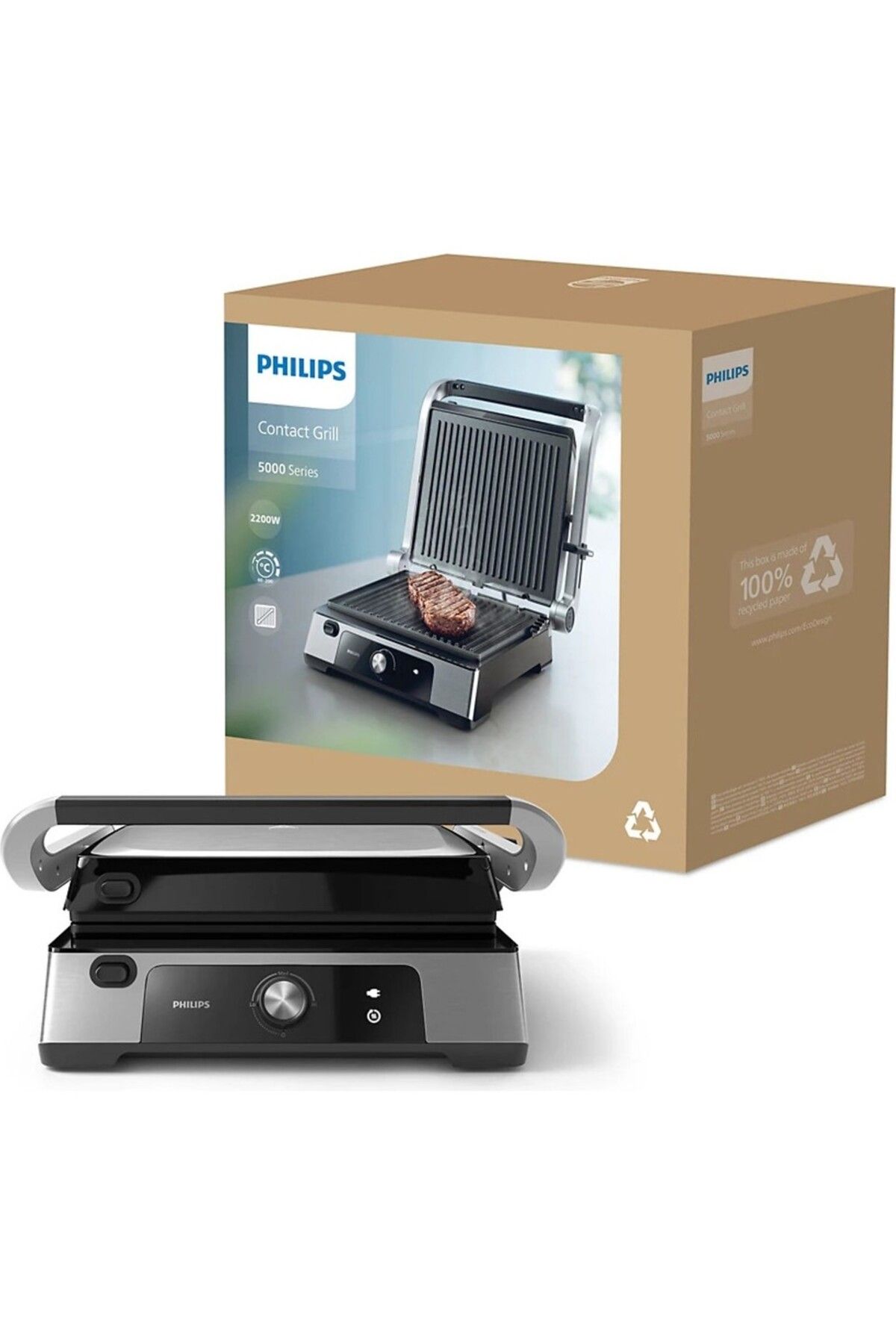 Philips Inox Philips Versuni Yeni 5000 Serisi Izgara Ve Tost Makinesi -(hd6301/90) , 2200 W