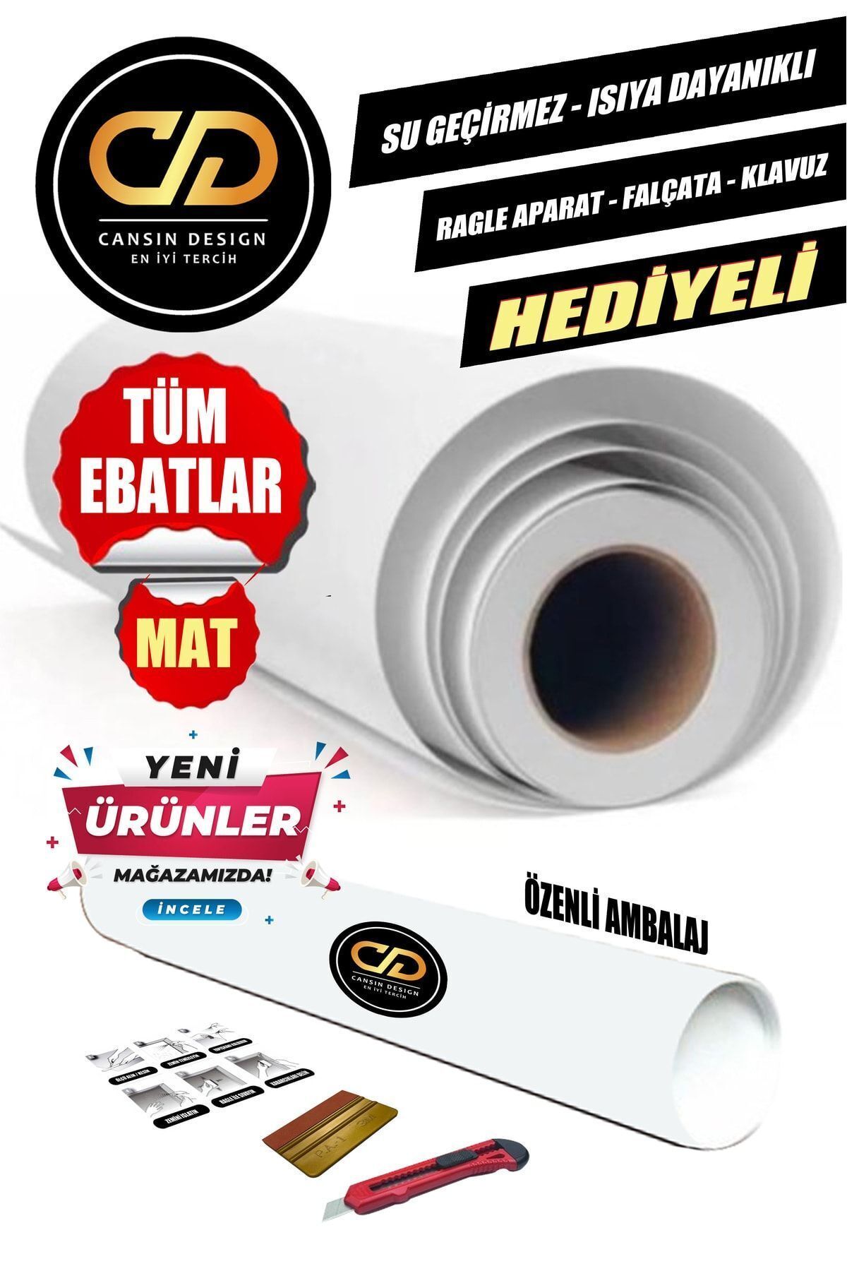 JANSIN HOME Yapışkanlı Mat Beyaz Pvc Folyo. Dolap, Masa, Beyaz Eşya, Tezgah Arası Kaplama Folyosu