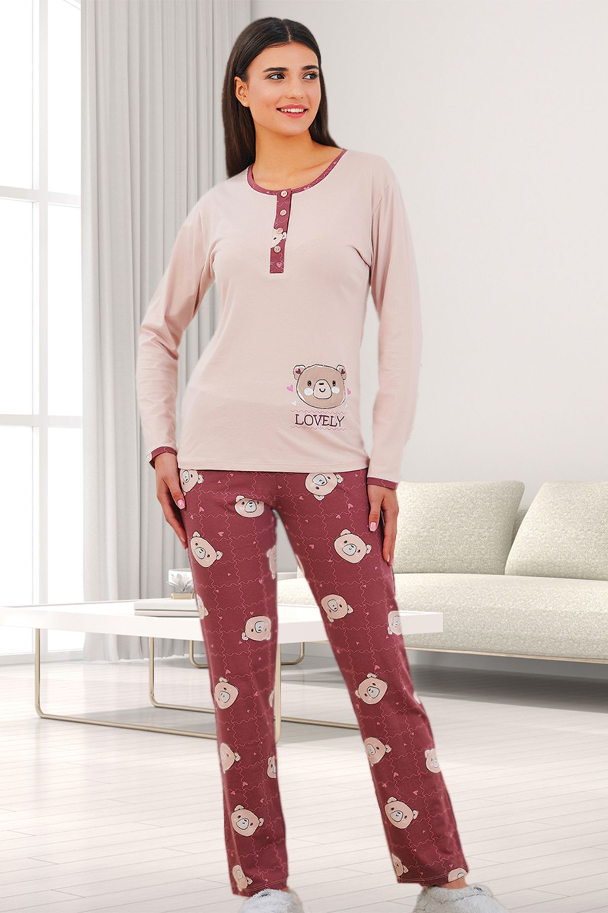 Bella Linda Set Pijamale Dama Bumbac Femeie - S