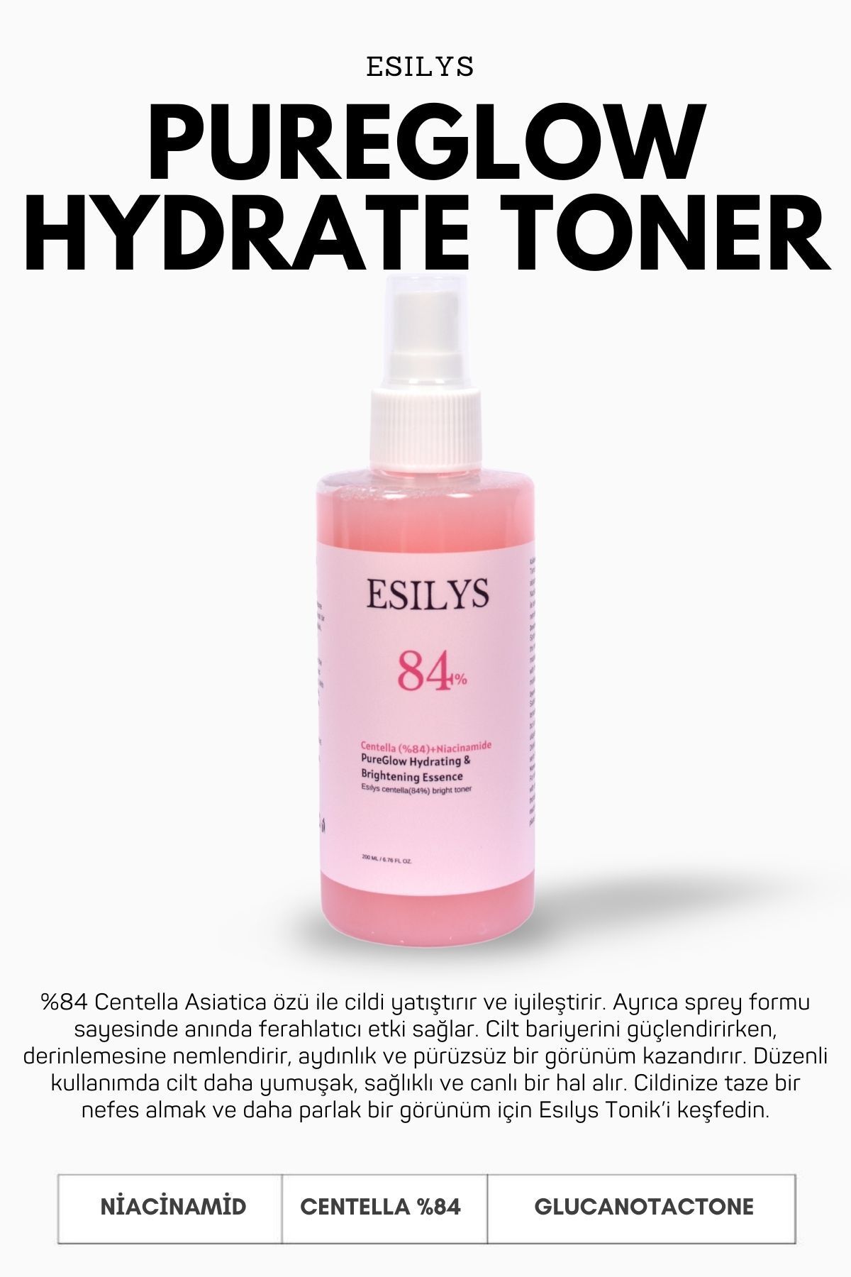 Esily Esılys PureGlow Hydrating Tonik – Nemlendirici, Aydınlatıcı ve Canlandırıcı Arındırıcı Tonik