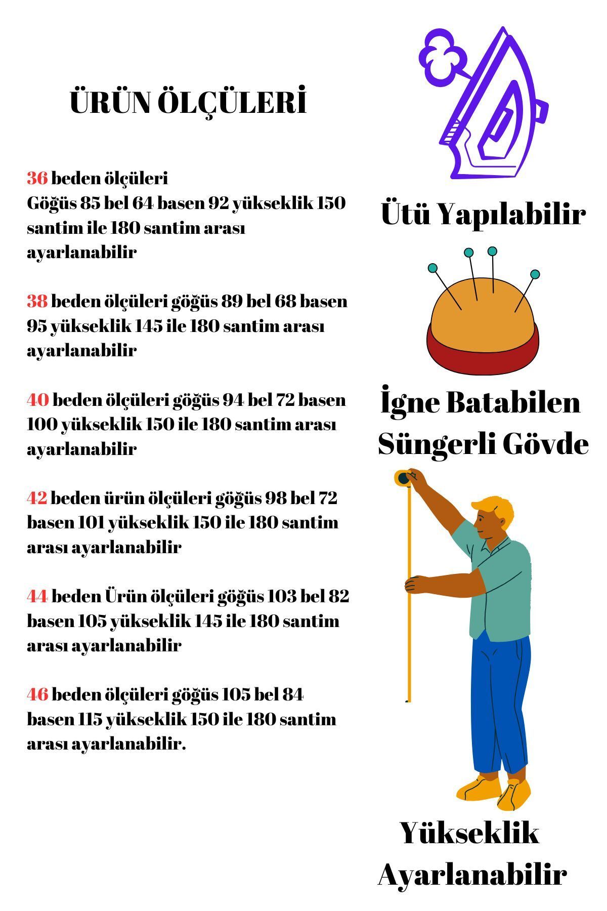 Manken İstanbul-عارضة أزياء إسفنجية طويلة الأمد - خيارات الحجم 36-46 2