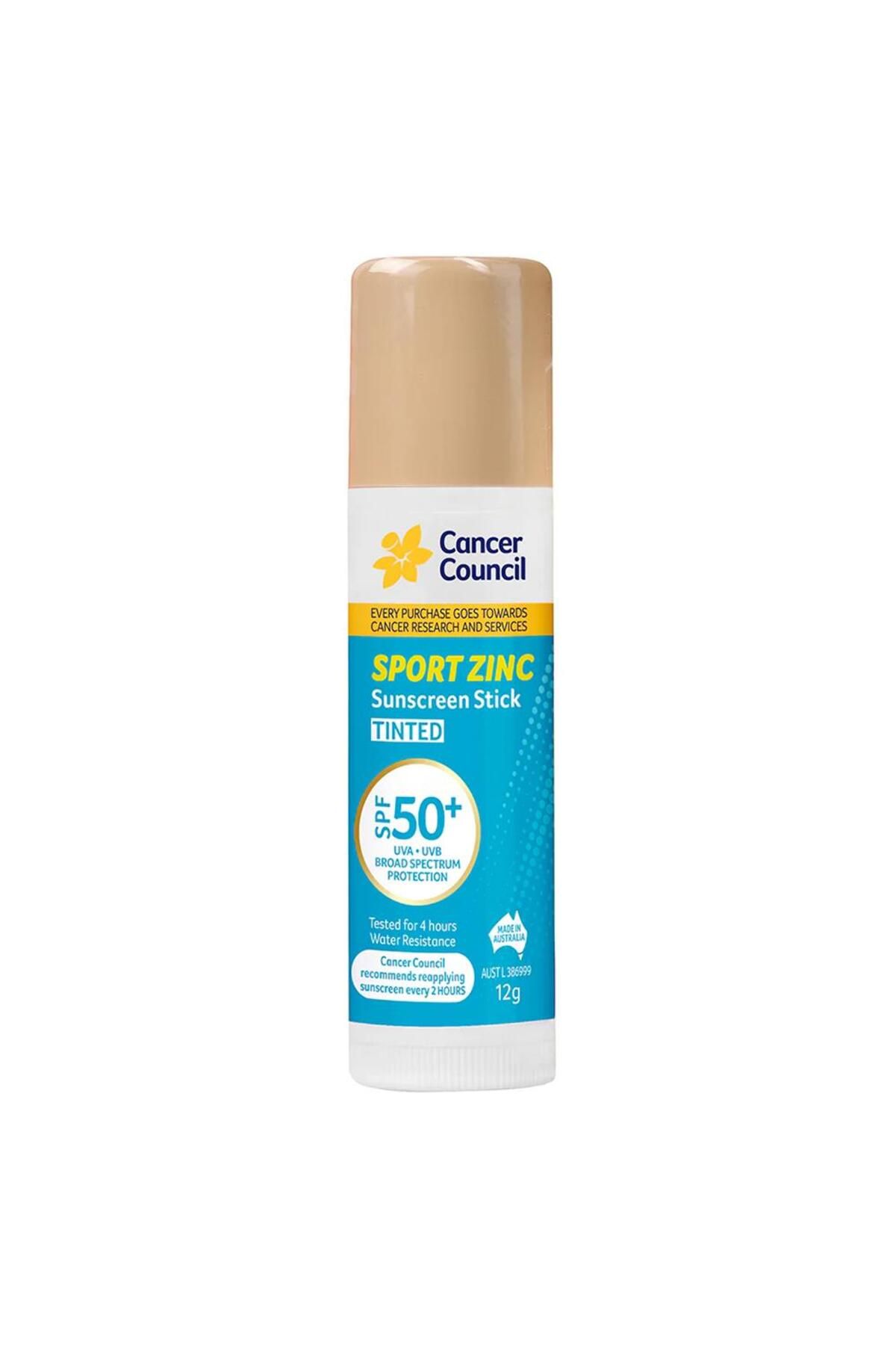 Cancer Council SPF50+ Sport Zinc Sunscreen Stick Tinted Stick Güneş Kremi 12Gr