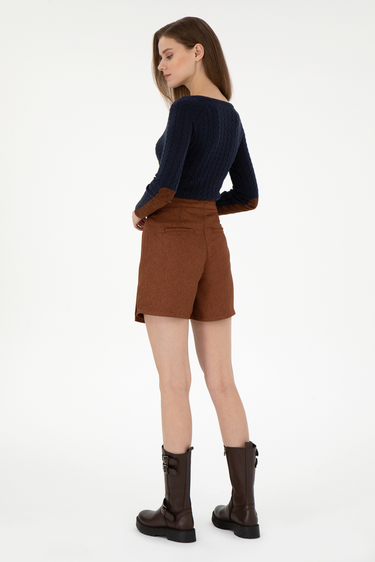 U.S. Polo Assn.-Women's Brown Mini Size Woven Shorts Skirt 50290931-Vr029 4