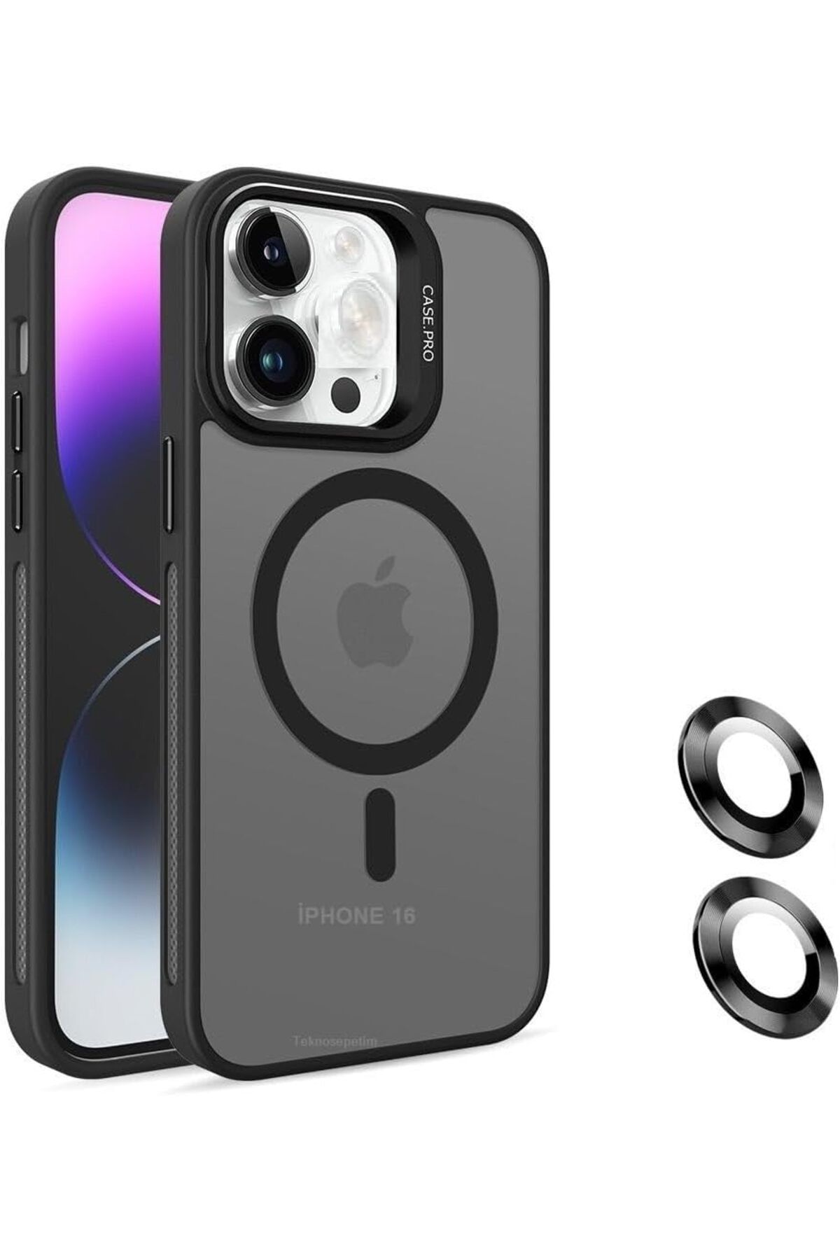 STOREMAX iPhone 16 Kamera Korumalı Standlı Kılıf şarj kılıfı ile Uyumlu Açılır Kamera Standlı ip