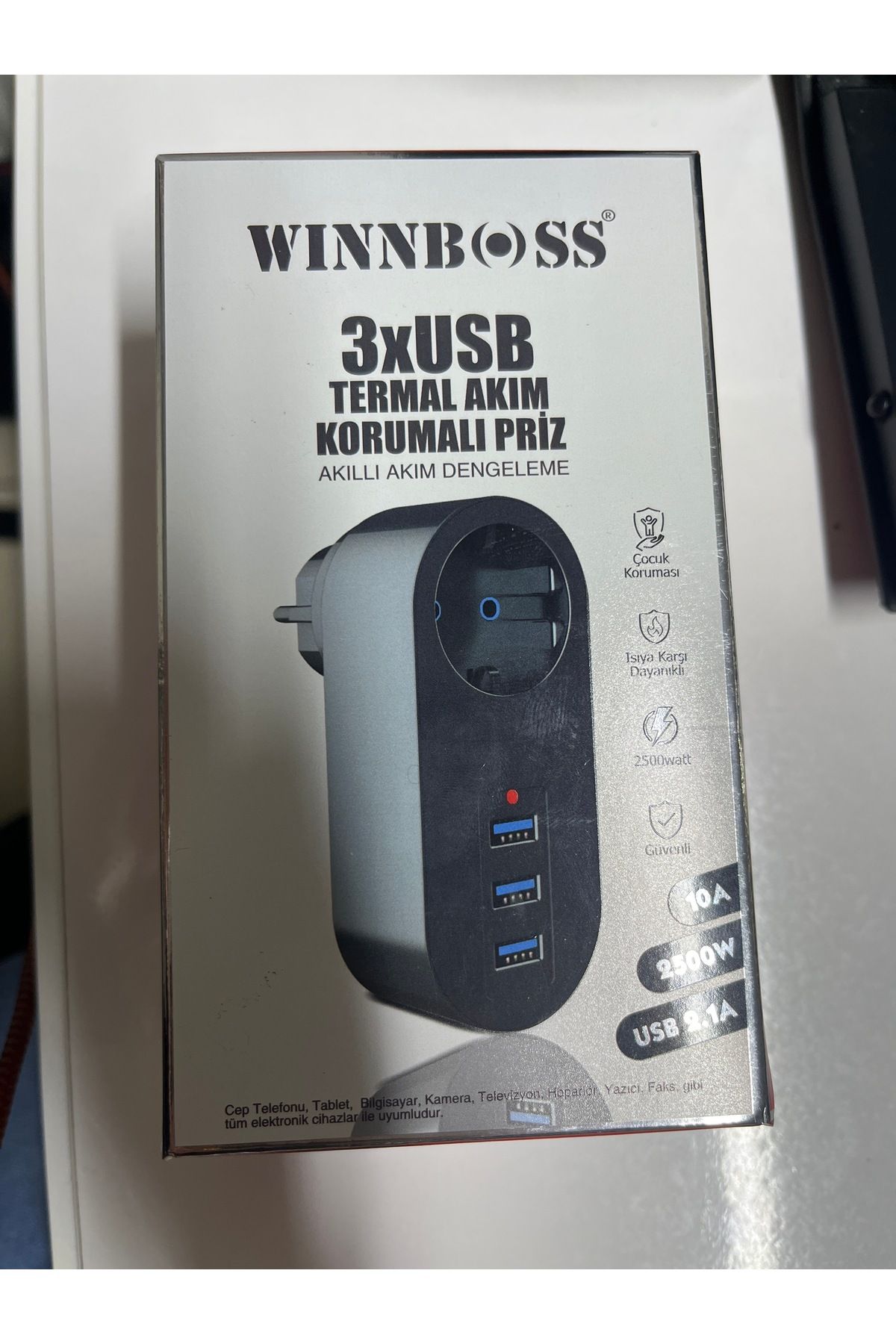 WINNBOSS 3x Usb Termal Akım Korumalı Priz