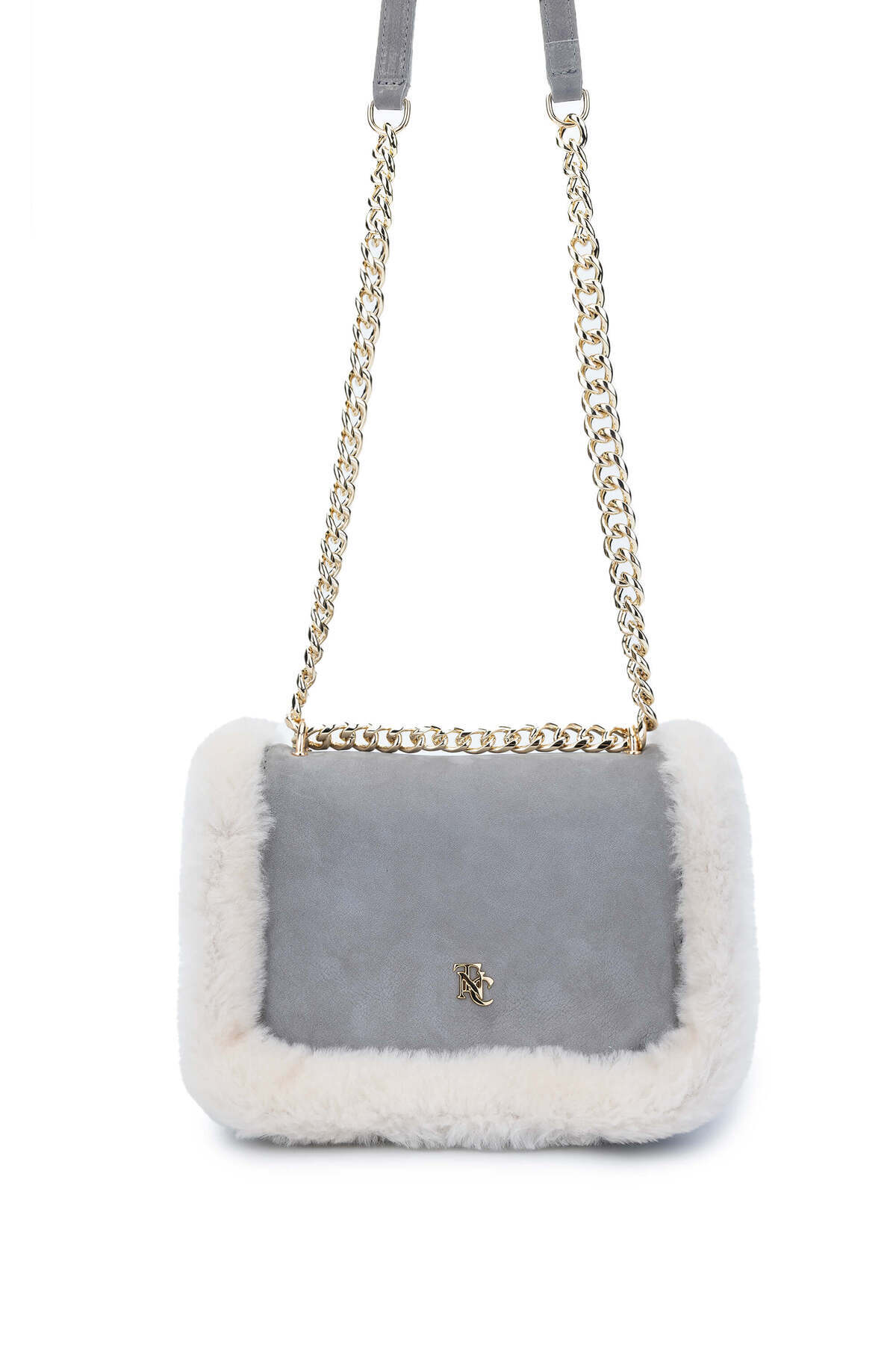 تامر تانجا کیف دوشی زنانه از جنس چرم اصل خاکستری نبوک