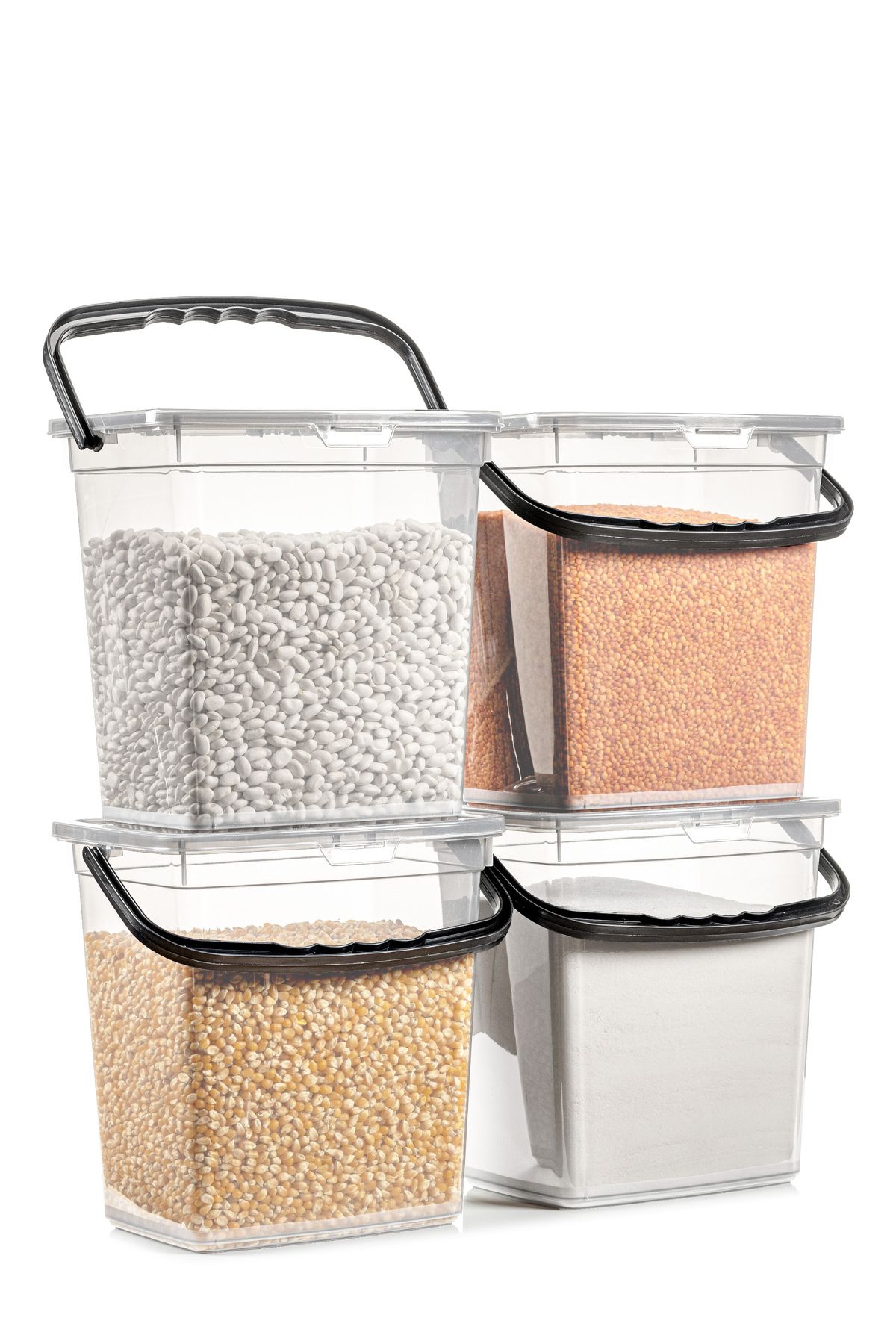 Vienev-6-Liter Mega Size 4-Piece Flour Pulses Container with Handles and Clear Storage Box 6