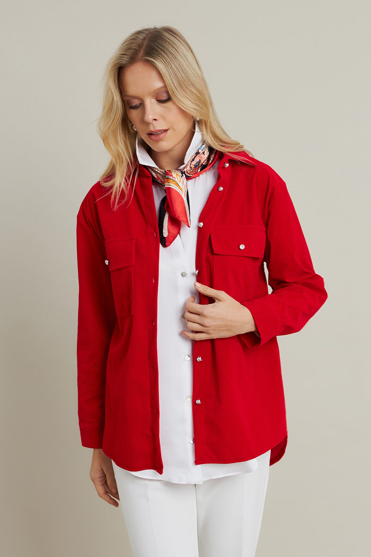 Cool & Modest-Red Velvet Women's Shirt - Mcar1074 4