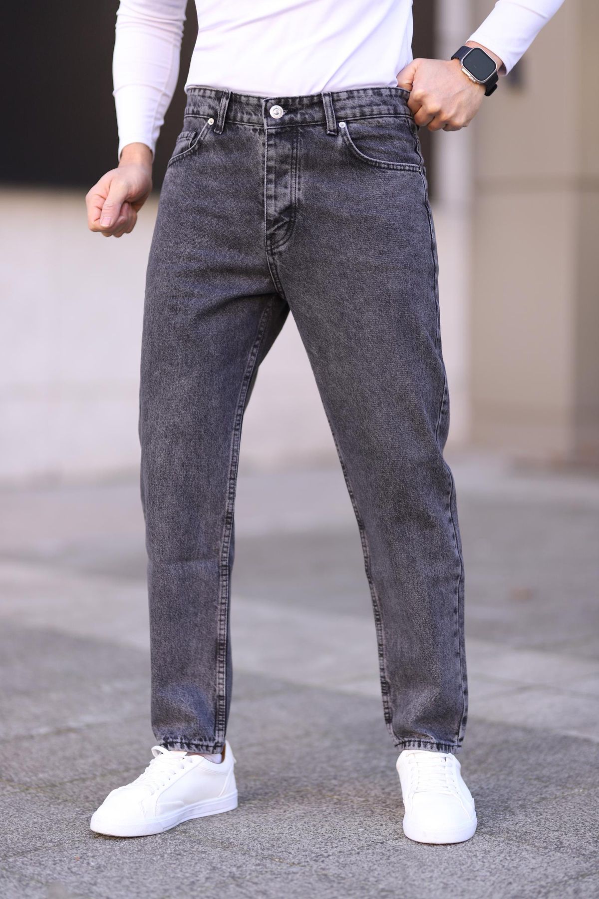 Trendyol Collection Szare Jeansy Boyfriend - 100% Bawełny Jeans Tmnaw25je00020 Mężczyzna - 31