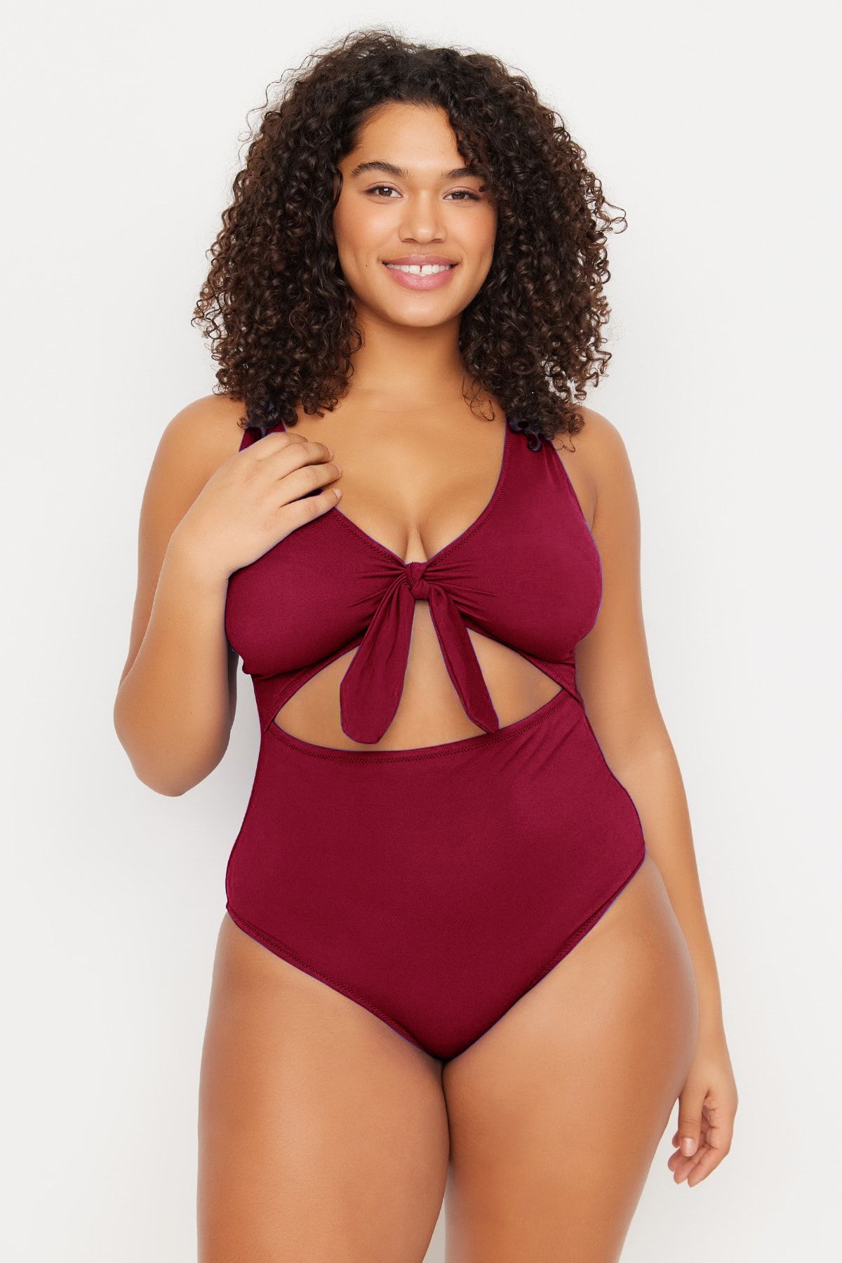 Burgundy plus size swimsuit deals
