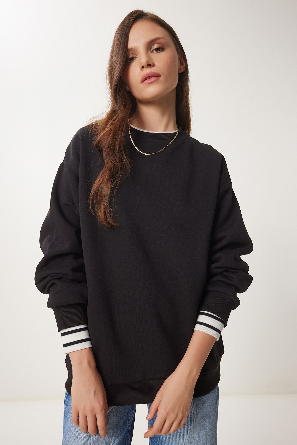 Happiness İstanbul Damska Czarna Bluza Chardon Basic Kobieta - 42