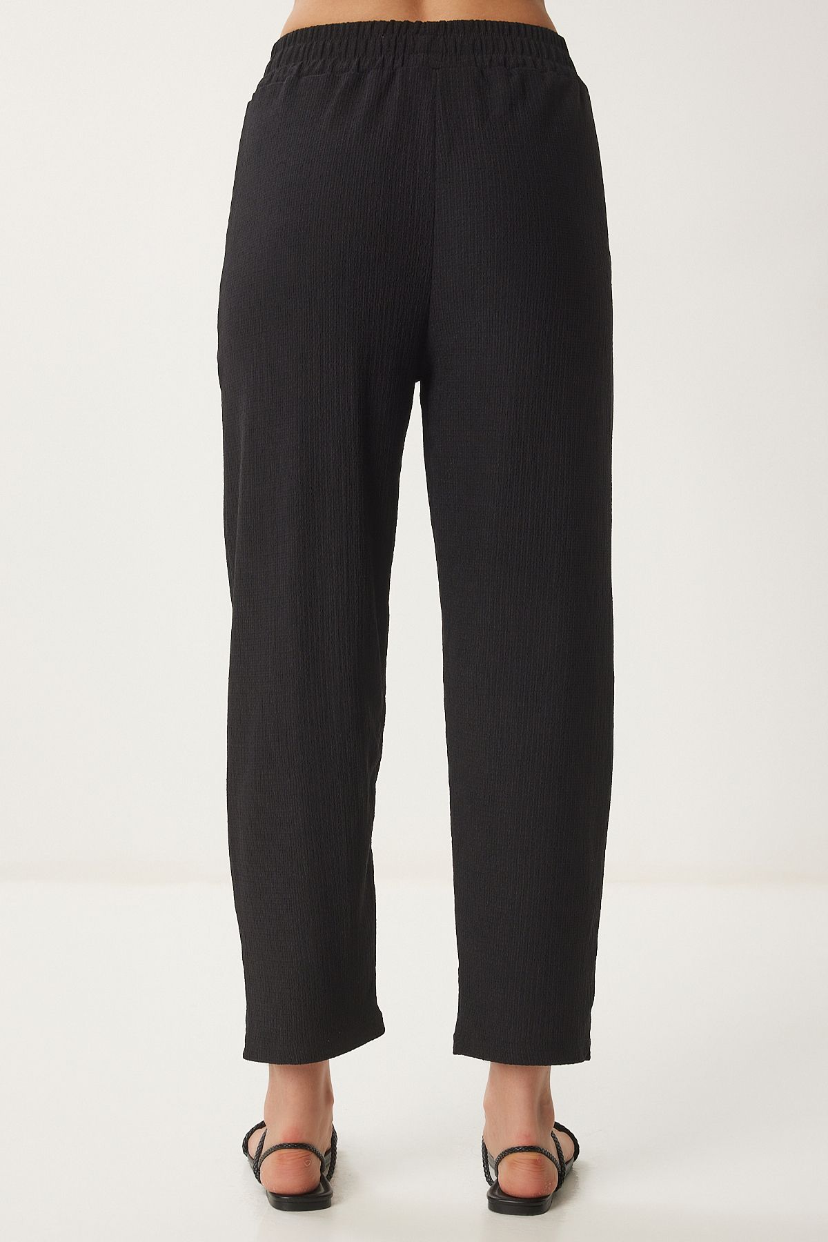 Happiness İstanbul-Schwarzes Strickset mit Kimonohose für Damen BY00050 7