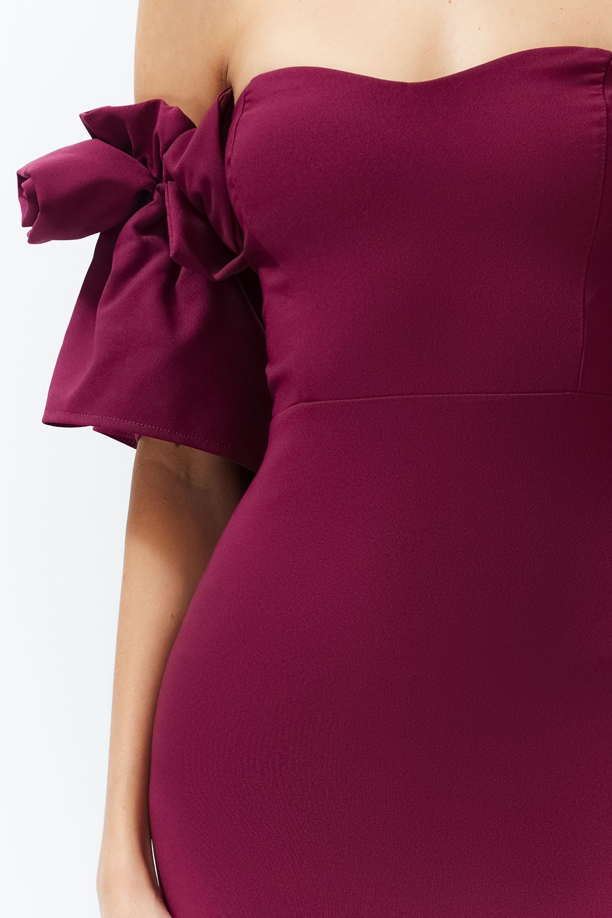 Trendyol Collection-Rochie de seara tesuta eleganta cu accesorii trandafiri mov - TPRSS23EL00541 5