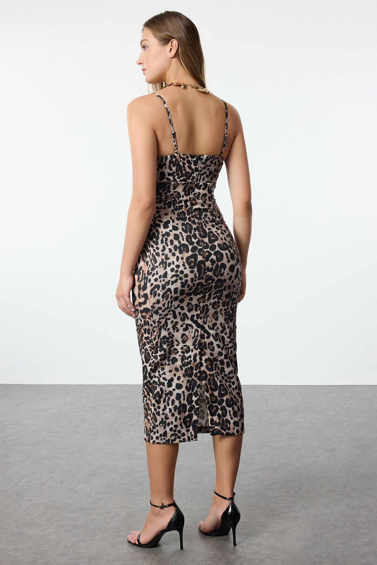 Trendyol Collection-Vícebarevné šaty s leopardím vzorem - Tpraw25el00094 5