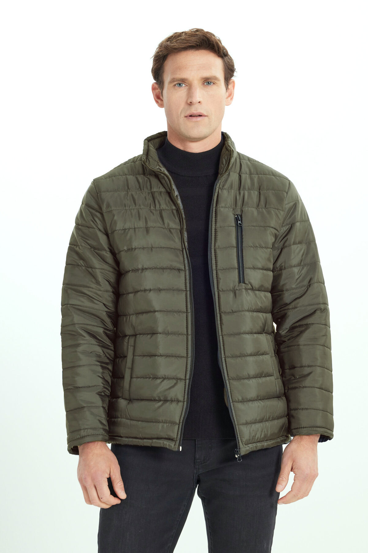 آلتین ییدلیز کلاسیکس کاپشن مردانه خاکی گرم و بادگیر، پددار، یقه ایستاده برش معمولی، جیب کناری