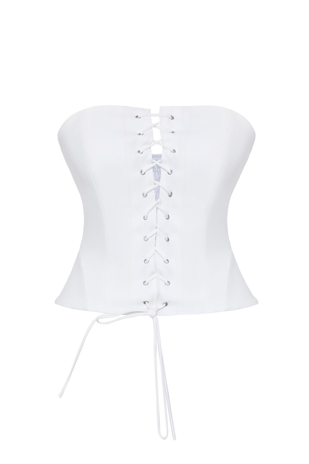 Trendyol Collection-Бяло тъкано бюстие без презрамки Tprss25Bs00006 5