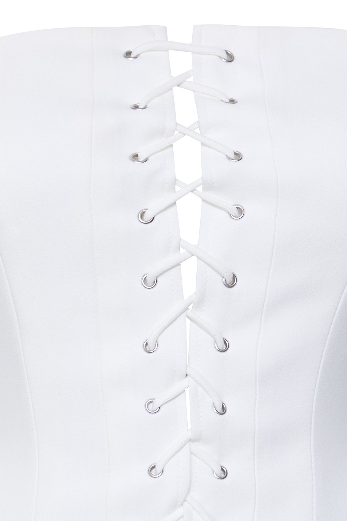 Trendyol Collection-Бяло тъкано бюстие без презрамки Tprss25Bs00006 6