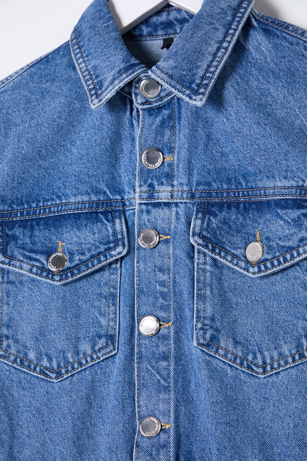 Trendyolmilla  Mavi Cep Detaylı Kısa Kollu Mini Denim Gömlek Elbise TWOSS25EL00156 - Görsel 7