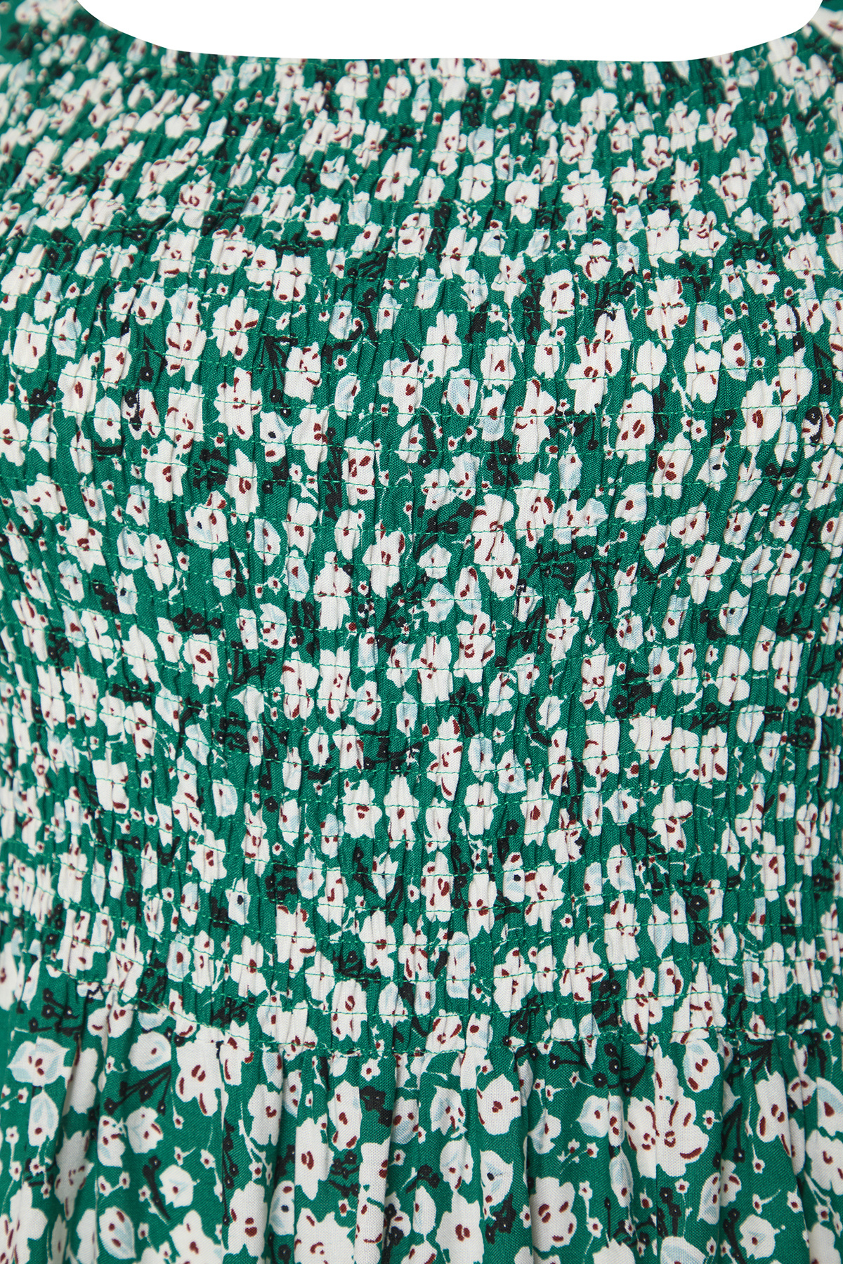 Trendyol Curve-Grünes, mit Blumen verziertes, gewebtes Brustkleid mit Gips TBBSS22EL1611 7