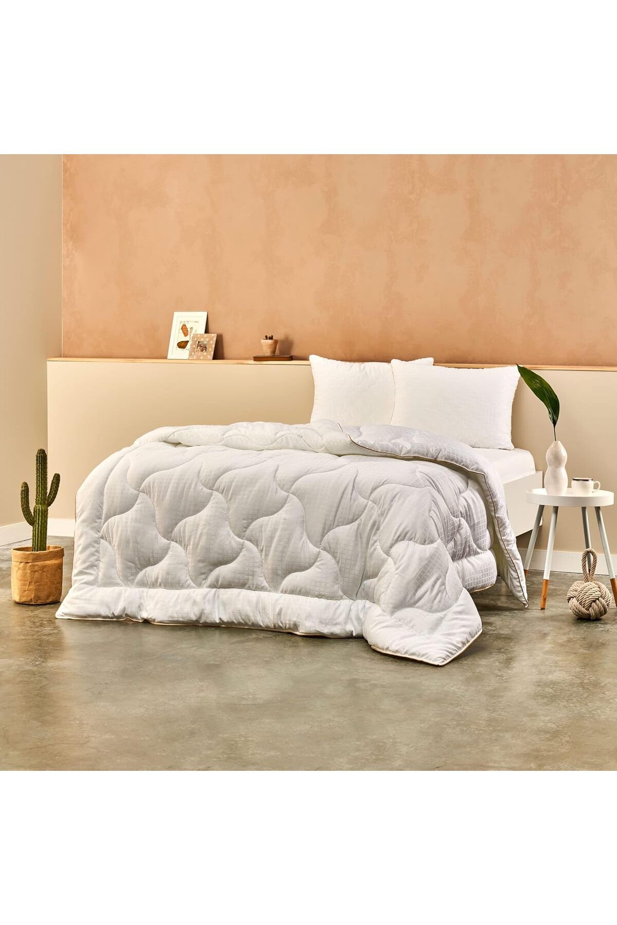 STOREMAX nffashopm Elegance Düz Dış Kumaş:%100 Pamuk, İç Dolgu: Mikrojel Yorgan, Beyaz, Çift Kişilik