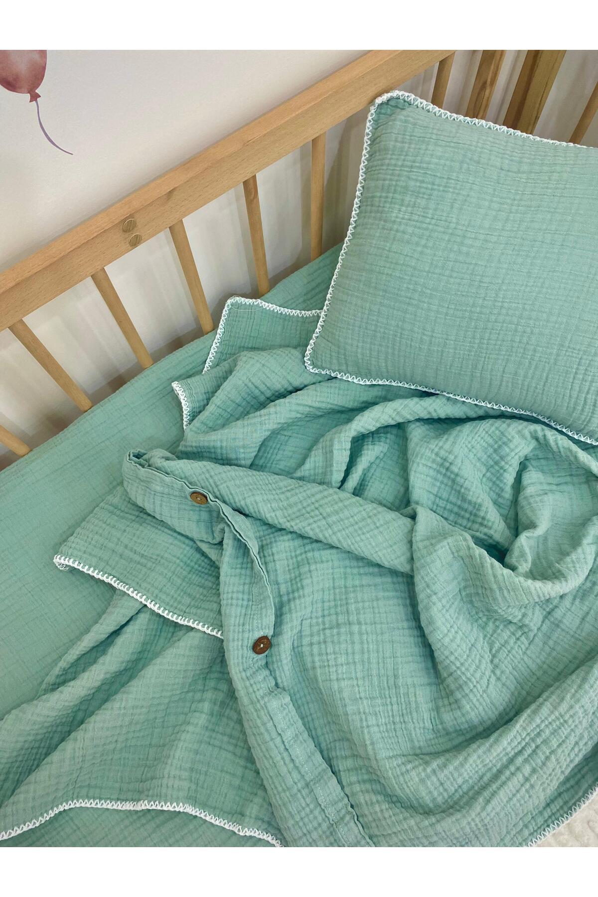 GLOYDEN Park Yatak Bebek Müslin Nevresim Takımı Yeşil 70x110 fotoğrafı 2 (önizleme)