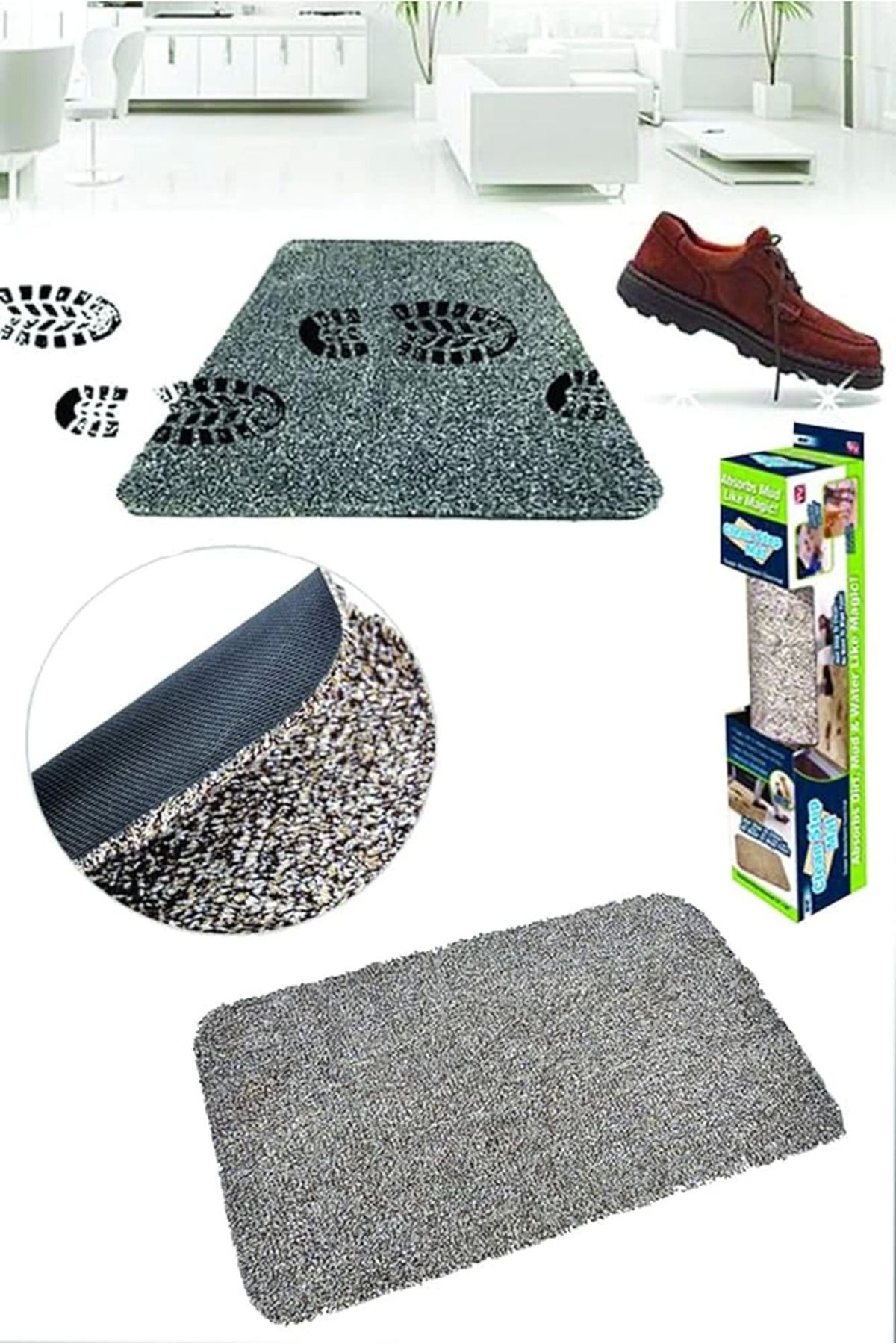 Uyguna Kapında Clean Step Mat Yıkanabilir Mikrofiber Kir Toz Emici Iç-dış Ortam Paspas - SVU7976-4184