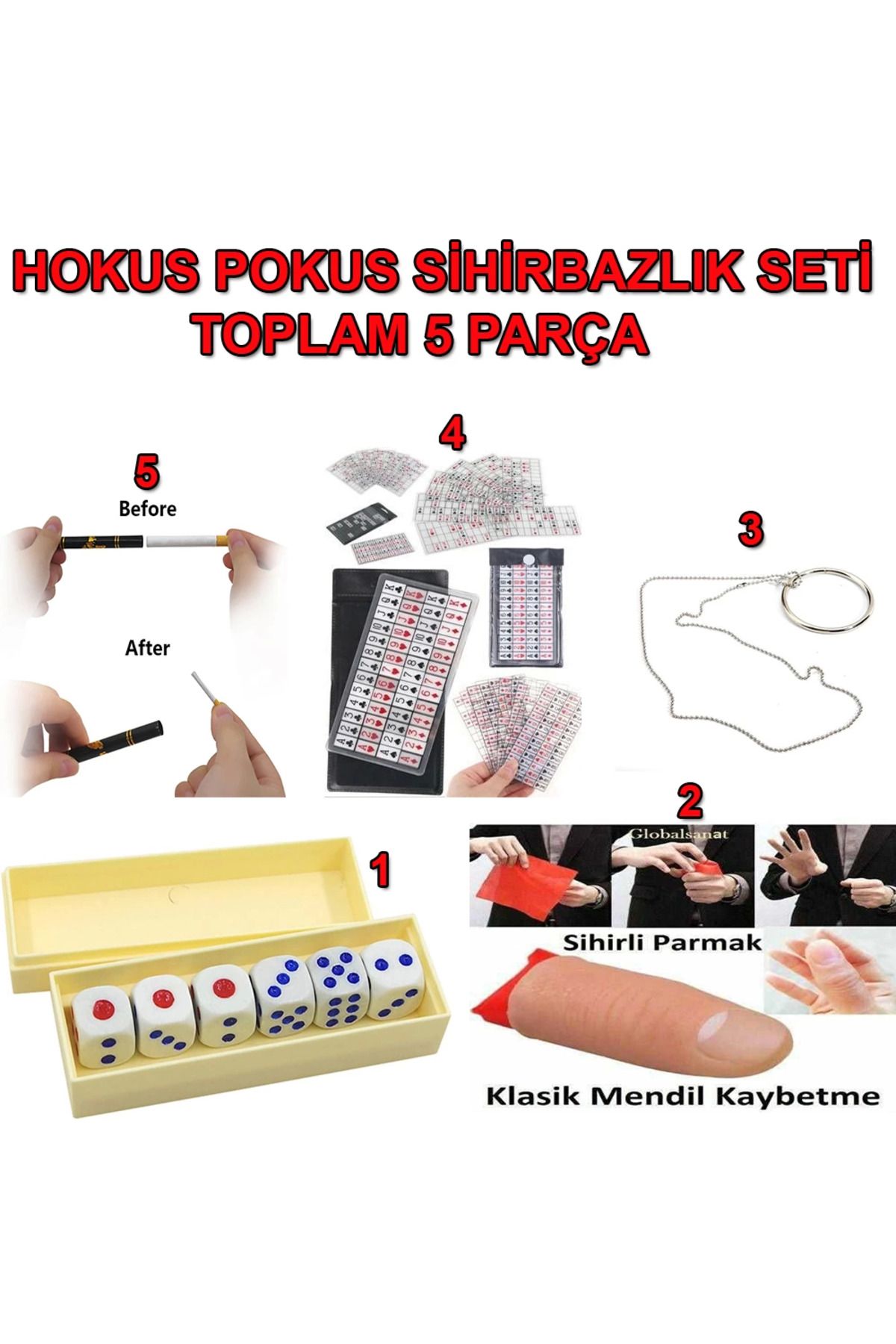 feifei Hokus Pokus Sihirbazlık Seti İllüzyon Oyunları 5 Parçalık Set - AYS1274-1425