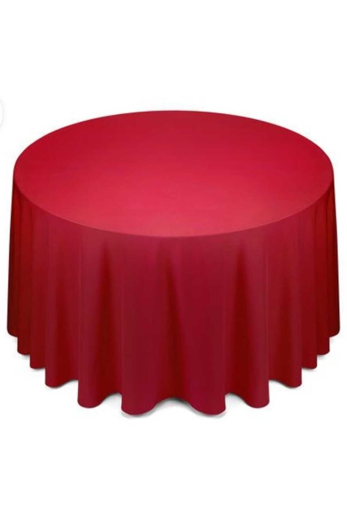 Hobizer-Textile Velvet Textured Round Table Cloth Red280X280 cm 1