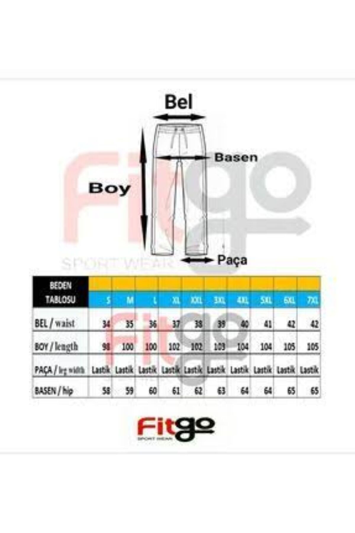 FİTGO Gri Unisex Battal Boy Paçası Lastikli Eşofman Altı görsel 3