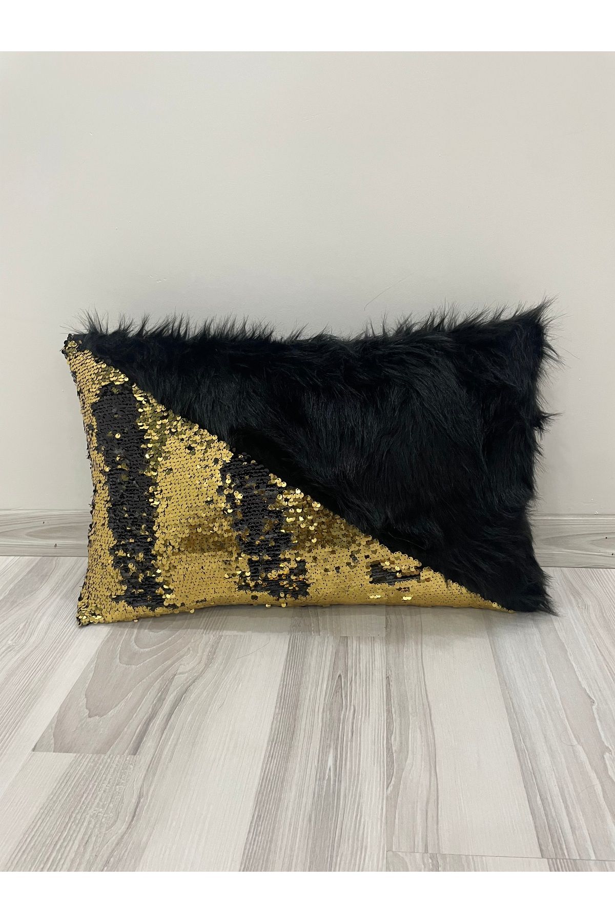 YILMAZHOME-Sequin Plush Rectangular Triangle Throw Pillow Cover 2