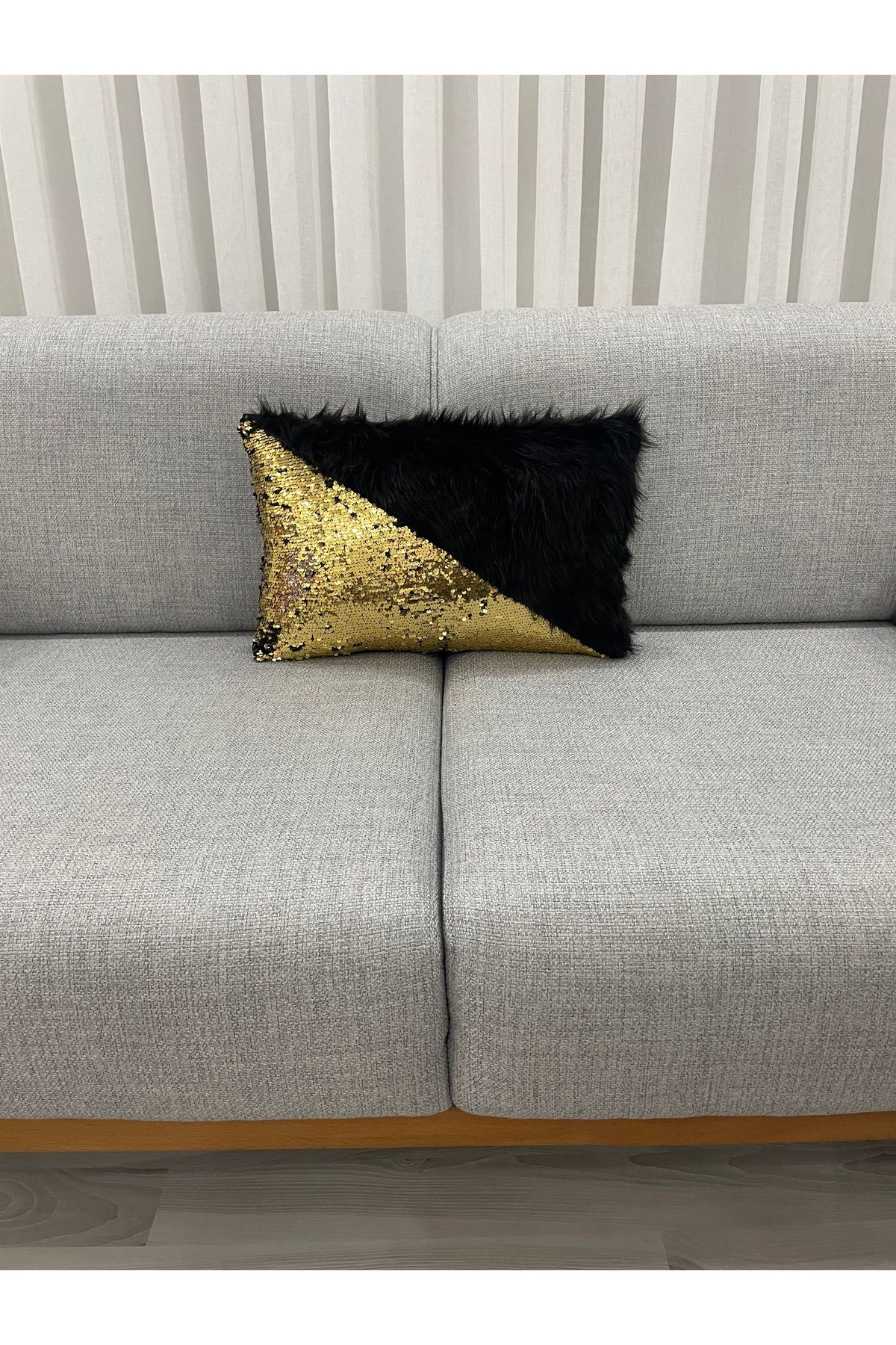YILMAZHOME-Sequin Plush Rectangular Triangle Throw Pillow Cover 6