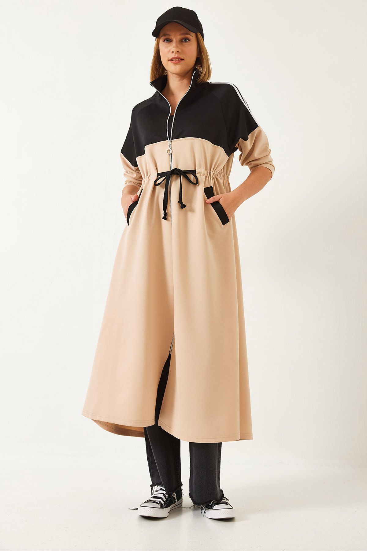 Bianco Lucci-Women's Zipper Waist Tie Long Dress 60351321 5