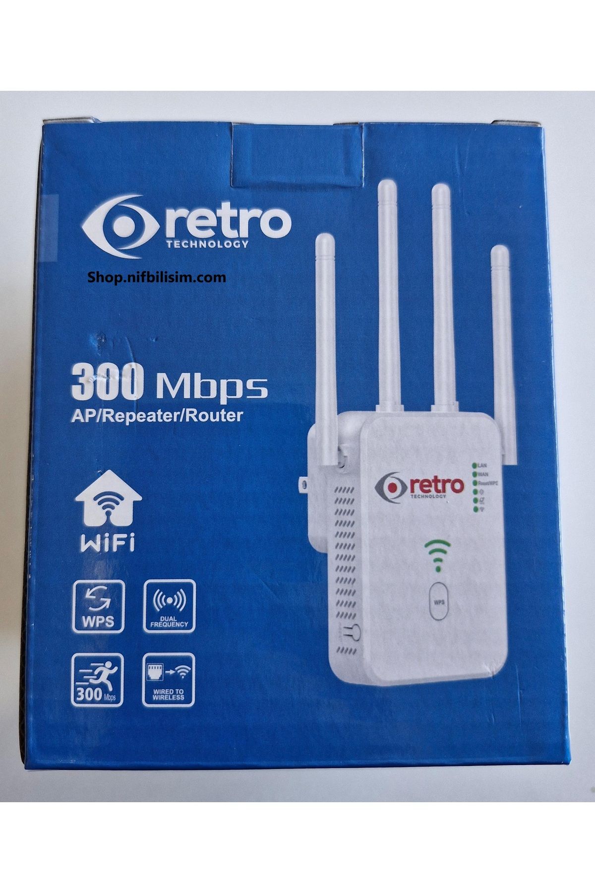 Rbox Nif Bilişim Retro RT-U10-300M 2.4GHZ 300Mbps AP Repeater Router 3 Fonksiyonlu Menzil Genişletici