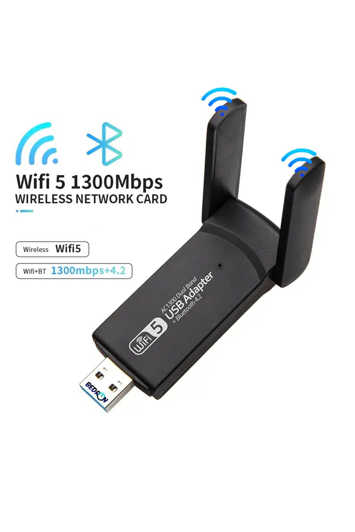 BedrON 1300 Mbps Dual Band Usb 3.0 Adaptör Kablosuz Wifi Alıcı Adaptör 5ghz New Free Windows 7/8/10/11