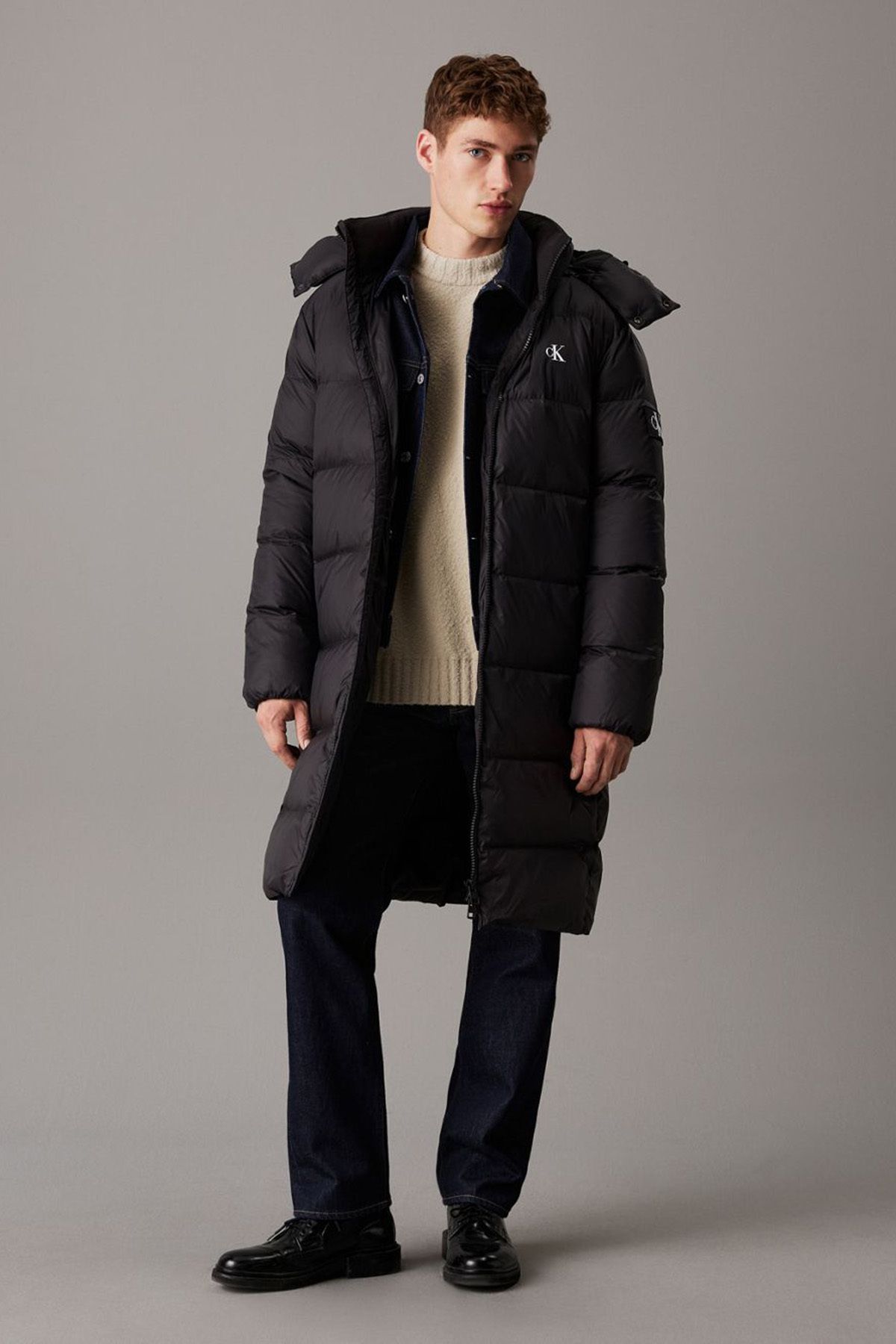مانتو مشکی روکش دار زیپ دار مردانه J30J326102-BEH Calvin Klein