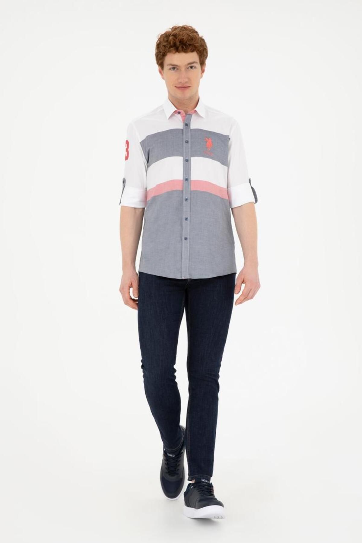 پیراهن آستین بلند مردانه آبی سرمه ای 1579365 U.S. Polo Assn.
