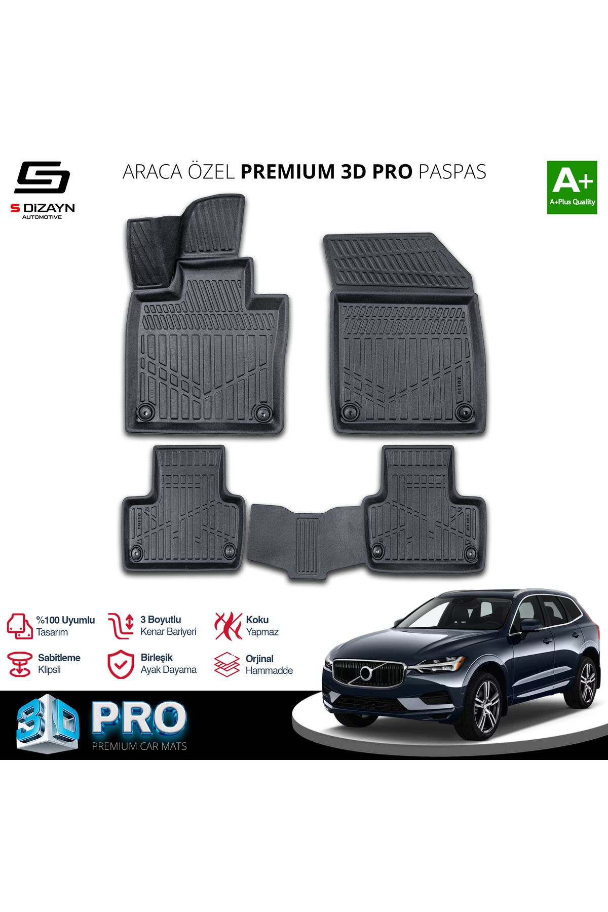 TREND Meka Part Volvo XC60 3D Pro Havuzlu Paspas 2017 Üzeri A+ Kalite