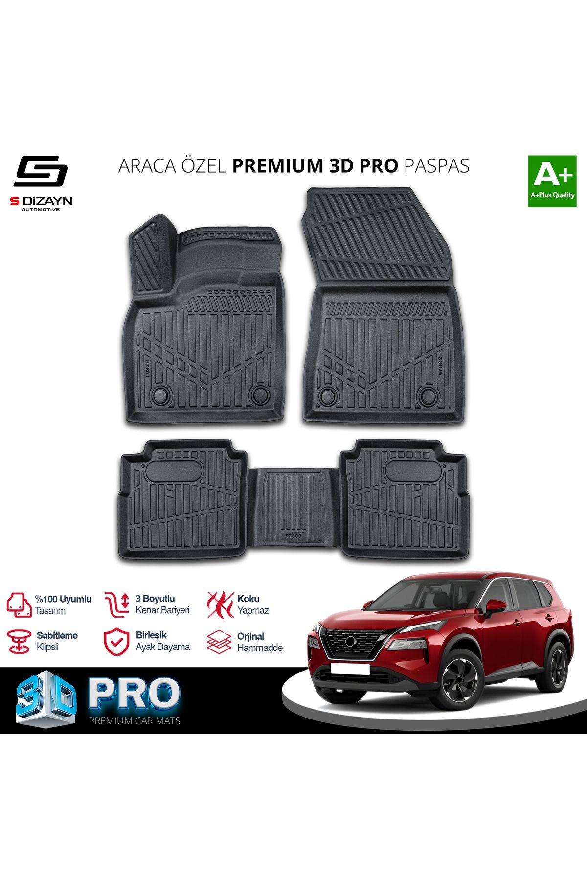 TREND Meka Part Nissan X-Trail E-Power 3D Pro Havuzlu Paspas 2021 Üzeri A+ Kalite