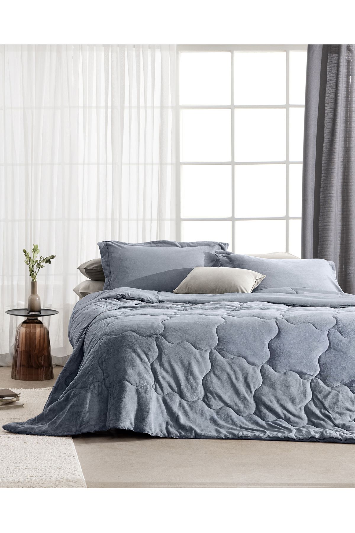 Madame Coco Kaira Çift Kişilik Comforter Set - İndigo